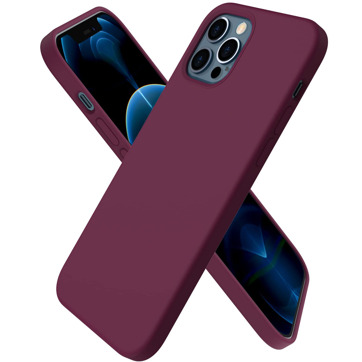 Ornarto Compatible With Iphone 12 Case, Compatible With Iphone 12 Pro Case, Slim Liquid Silicone 3 Layers Full Covered Soft Gel