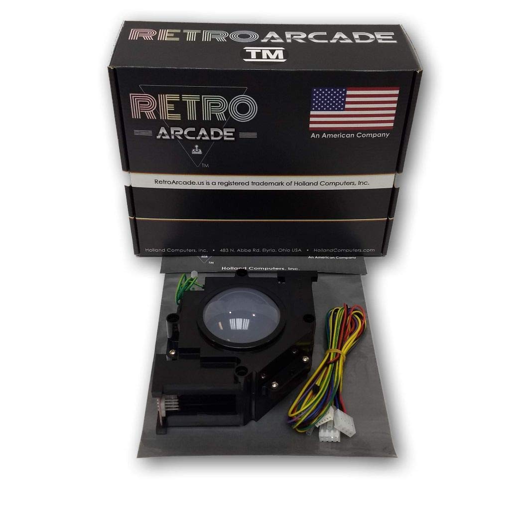 RetroArcade.us 3in Arcade Trackball with Interface Harness for Jamma 60-in-1 Multigame PCB - (Translucent White Ball)