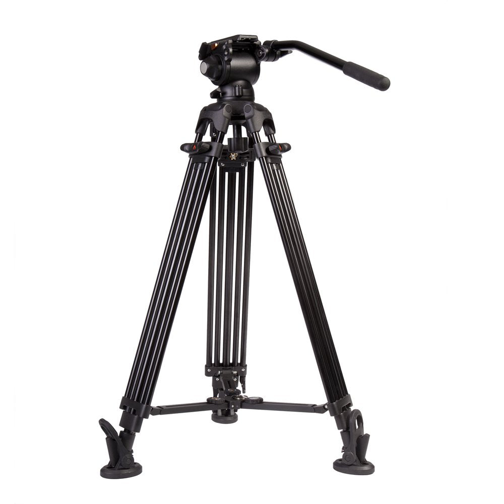 E-Image 2 Stage Aluminum Video Tripod w/GH03 Fluid Pan/Tilt Video Head, Maximum Height: 66.5