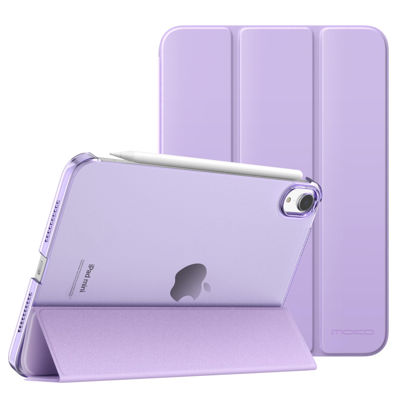 MoKo for iPad Mini 7 (A17 Pro) Case 2024,iPad Mini 6 Case 2021,8.3 inch iPad Mini 7th/6th Generation Case,Slim Lightweight Hard Back Shell Stand Cover for iPad Mini 2024 with Touch ID, Lilac