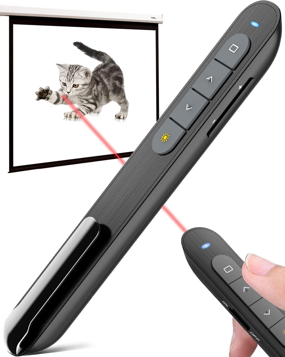 Ubuyone Wireless Presenter Remote Presentation Pointer Clicker With Hyperlink & Volume Control Usb Powerpoint Slide Advancer