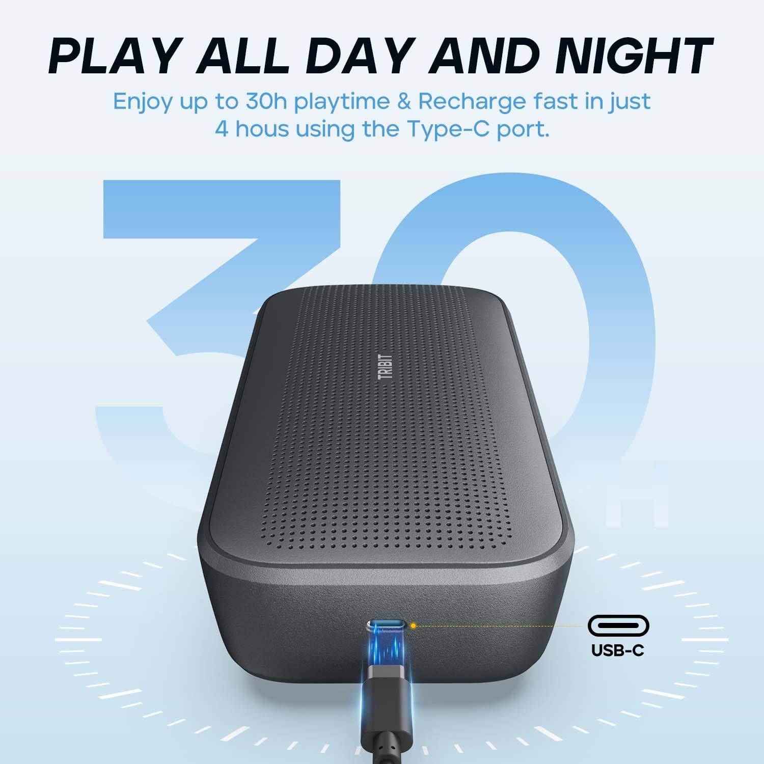 Tribit Stormbox Flow Bluetooth Speaker, Portable Speaker With Xbass, 30H Playtime Wireless Speaker, Ip67 Waterproof, Bluetooth 5