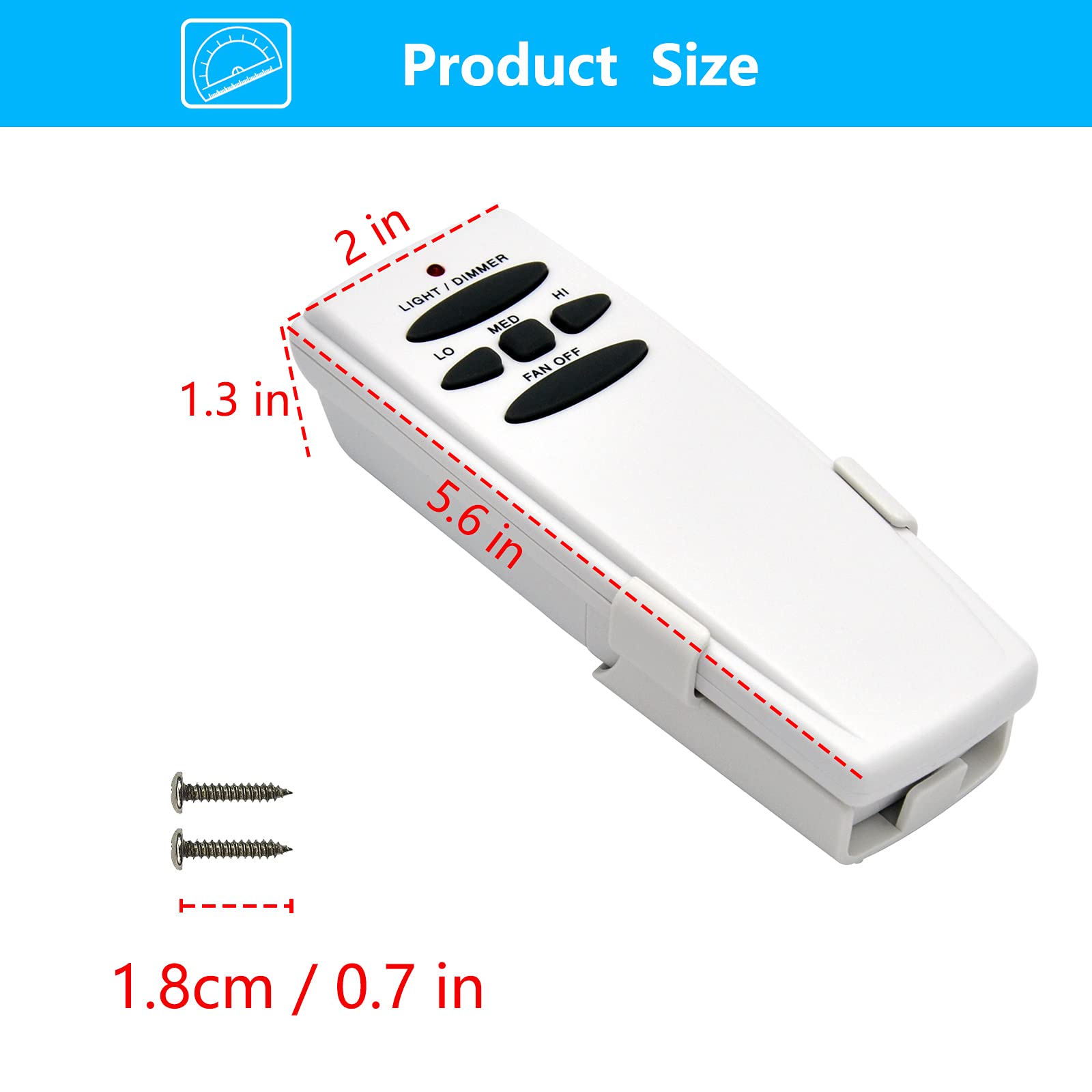 Fan Hd Ceiling Fan Remote Control Replacement For Hampton Bay Hunter, W/ 3 Speed Light Dimmer 303.9Mhz, Replace L3H2010Fanhd L3H