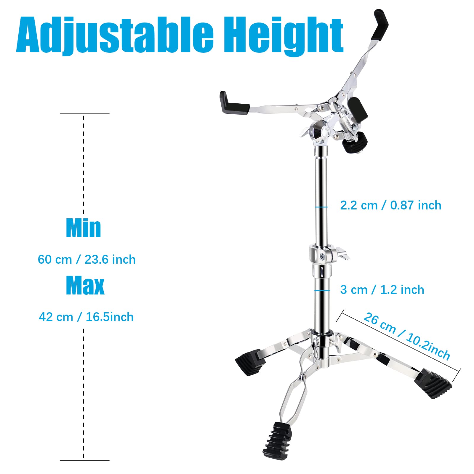 Eastrock Snare Drum Stand Adjustable With Drum Bracket Double Braced, Fit 10 14 Inches Dia Snare Drum Base Height Adjust From 14