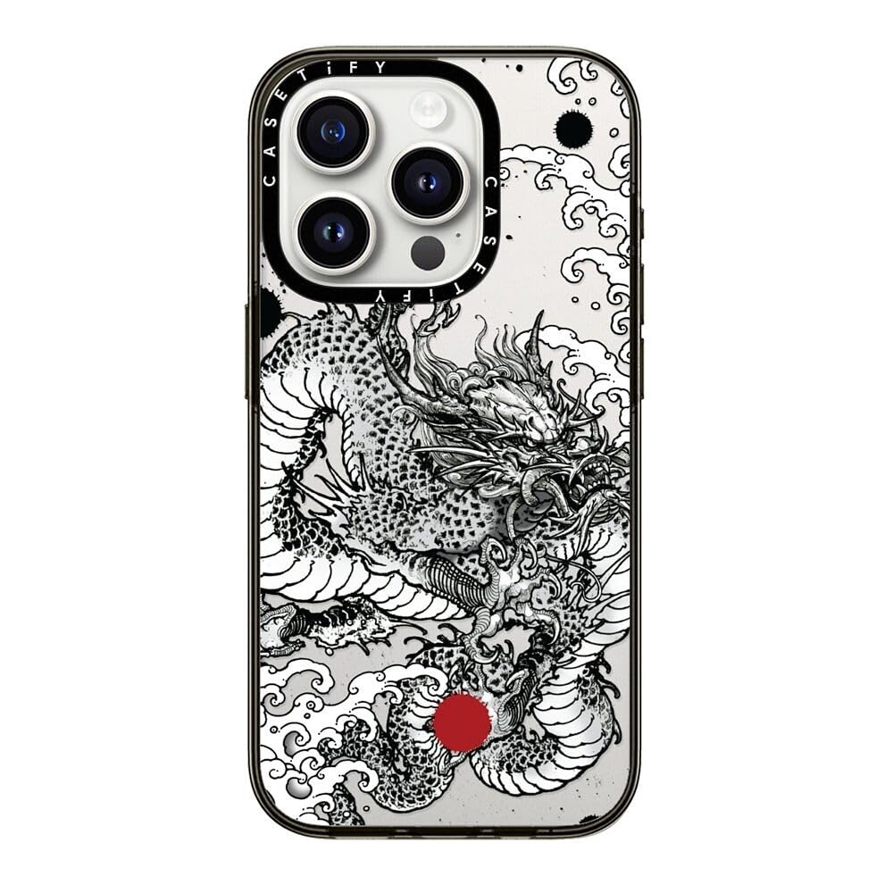 Casetify Compact Iphone 15 Pro Case [2X Military Grade Drop Tested / 4Ft Drop Protection]   Power Dragon By Gabe Shum   Clear Bl
