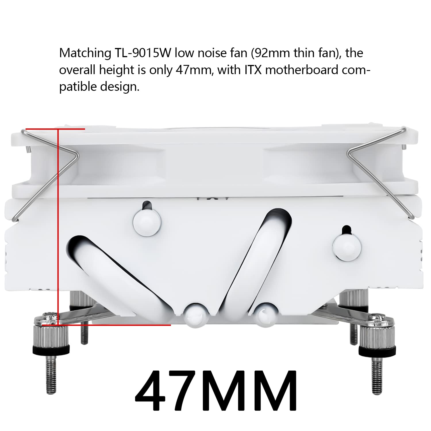 Thermalright Axp90 X47 White Low Profile Cpu Cooler, With 92Mm Tl 9015W Slim Pwm Fan, Itx Cpu Cooler, Aghp Technology, 47Mm Heig