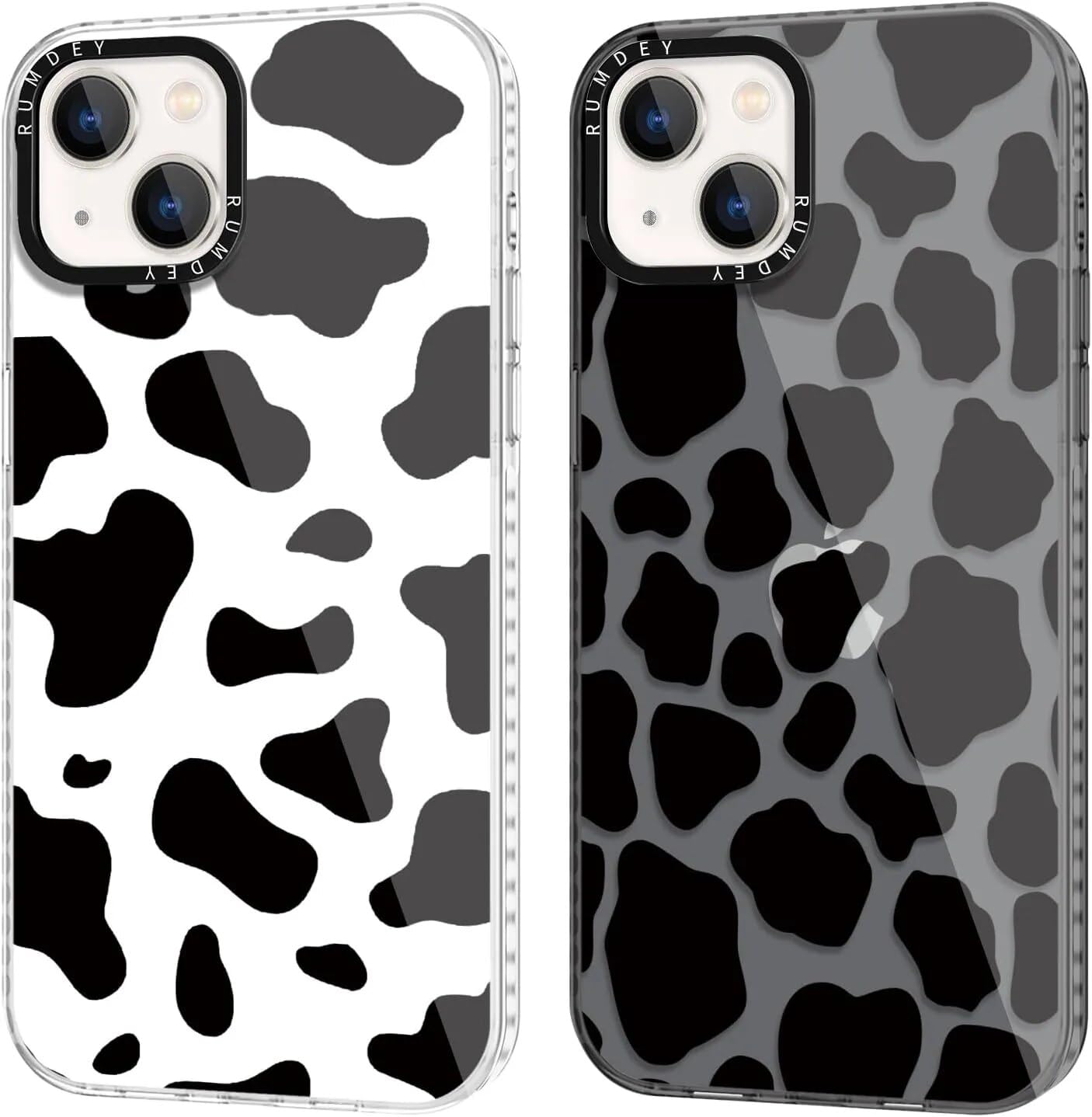 Rumdey 2 Pack Cute Pattern For Iphone 14 Plus 6.7'' Phone Case, Cow Print Aesthetic Design Clear Cases Soft Silicone Slim Tpu Sh
