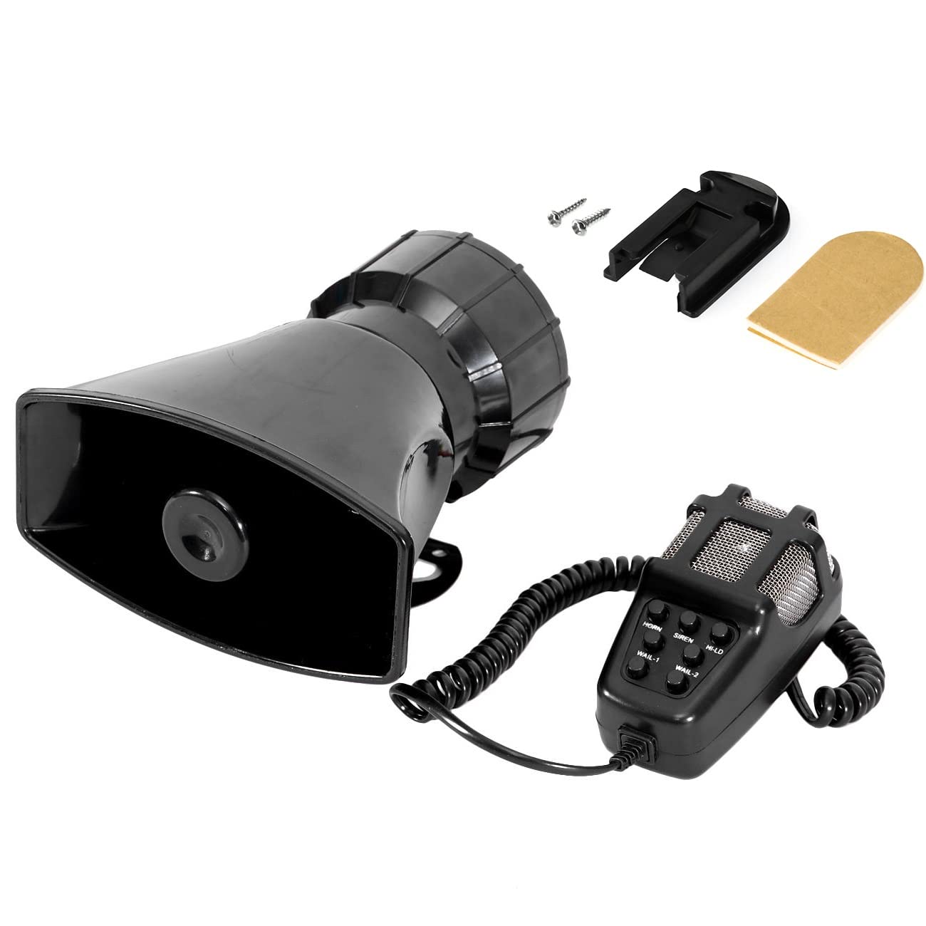 Partol Car Pa System Truck Siren Horn 7 Tone Sound With Mic Pa Speaker Vehicle Siren Megaphone Speaker 100W 12V Emergency Sound Amplifier With Microphone Police Fire Ambulance Hooter Traffic Sound