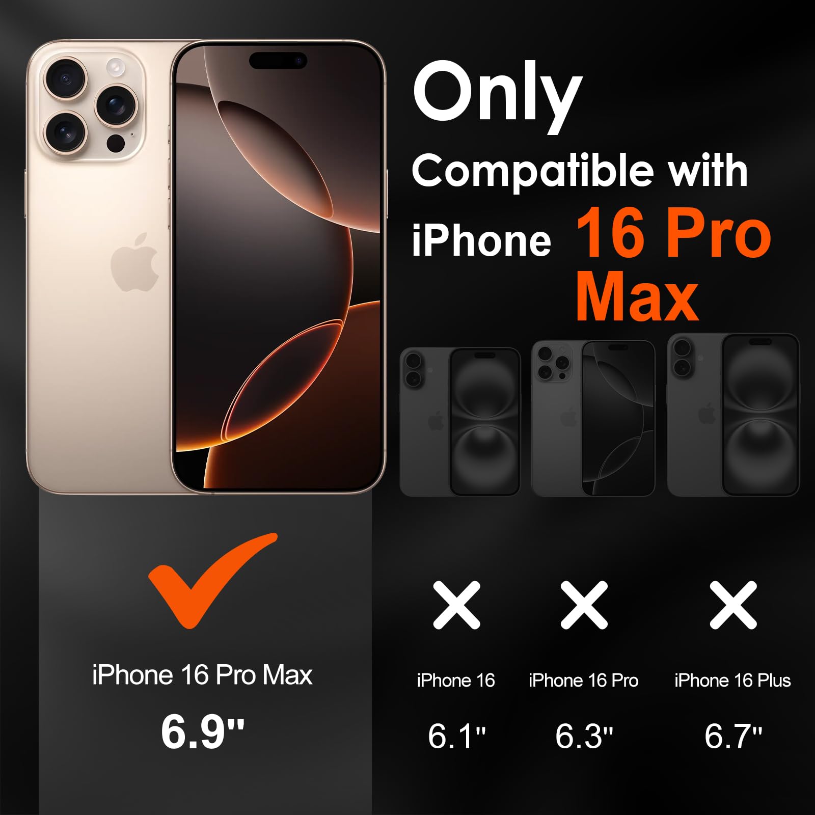 Ivoler 3+3 Pack Tempered Glass For Iphone 16 Pro Max 6.9'' Screen Protector [3 Pack] With [3 Pack] Camera Lens Protector With [A