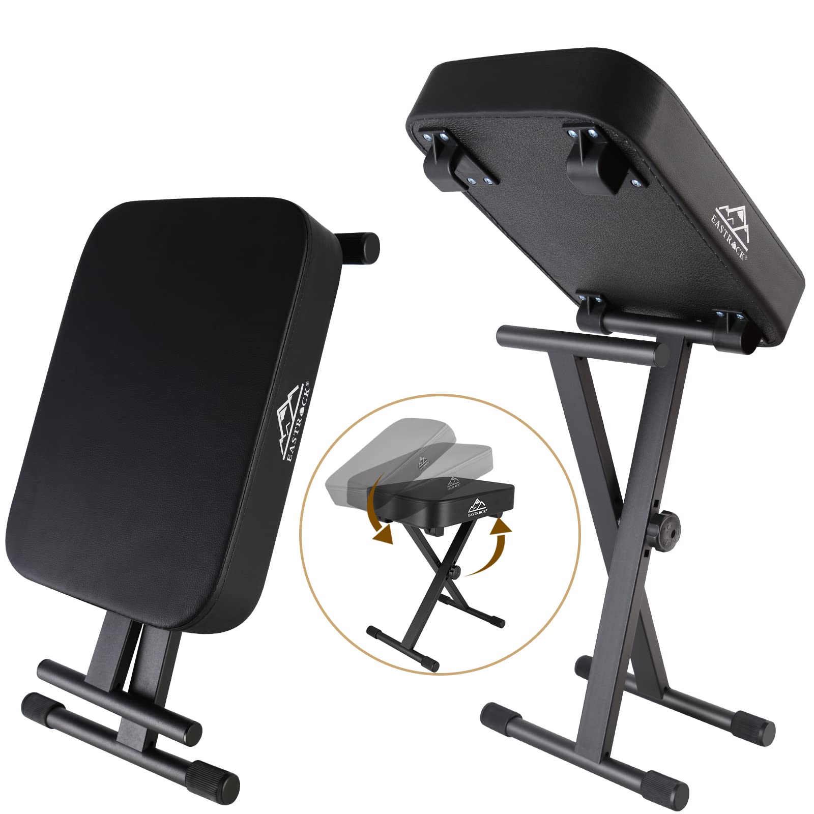 Eastrock Piano Bench,Adjustable Piano Keyboard Bench, X Style Stool Chair Seat For Electronic Keyboards & Digital Pianos,3 Inch