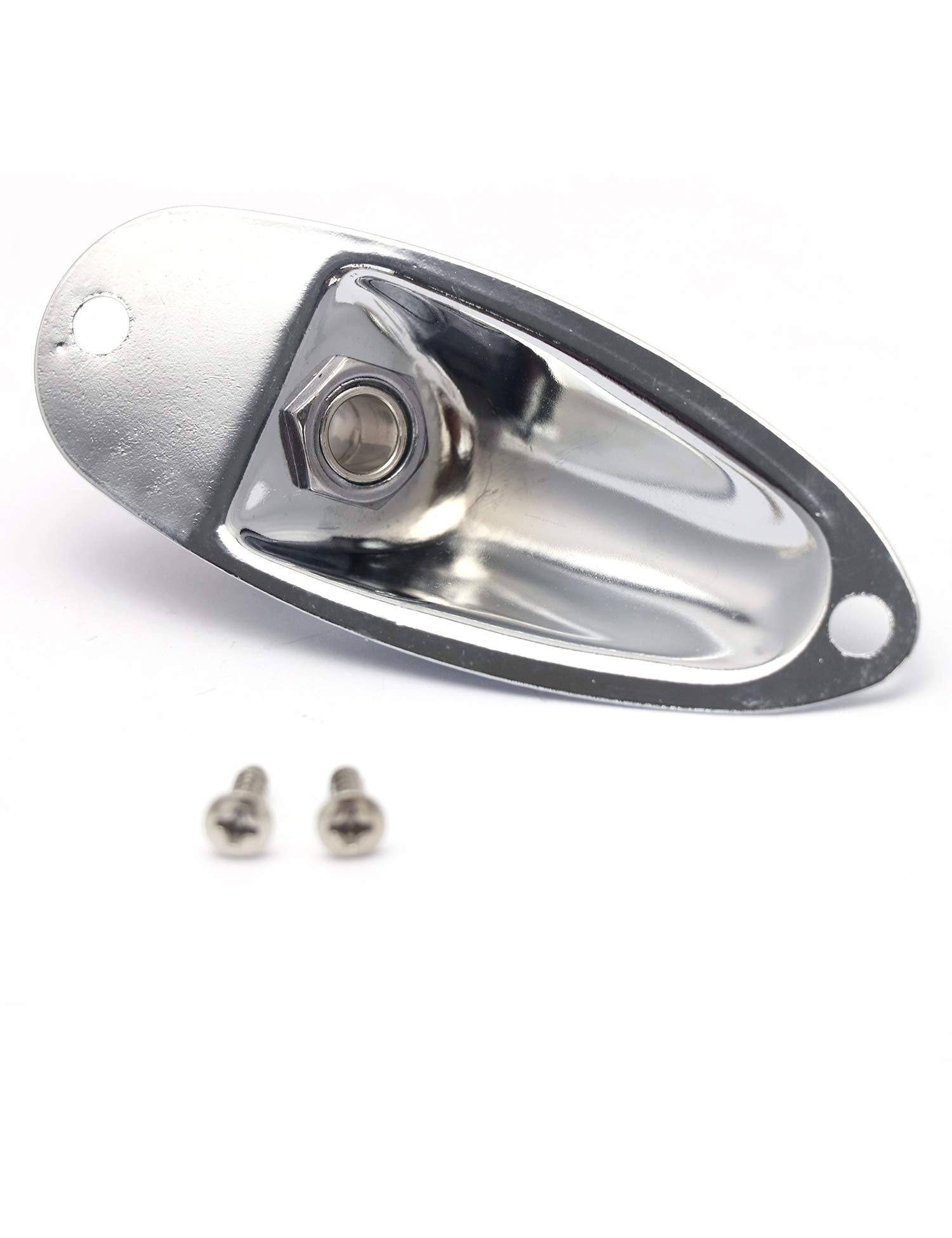 Metallor Output Input Jack Plate Socket With Screws Boat Style For Strat Style Electric Guitar Parts Replacement Chrome.