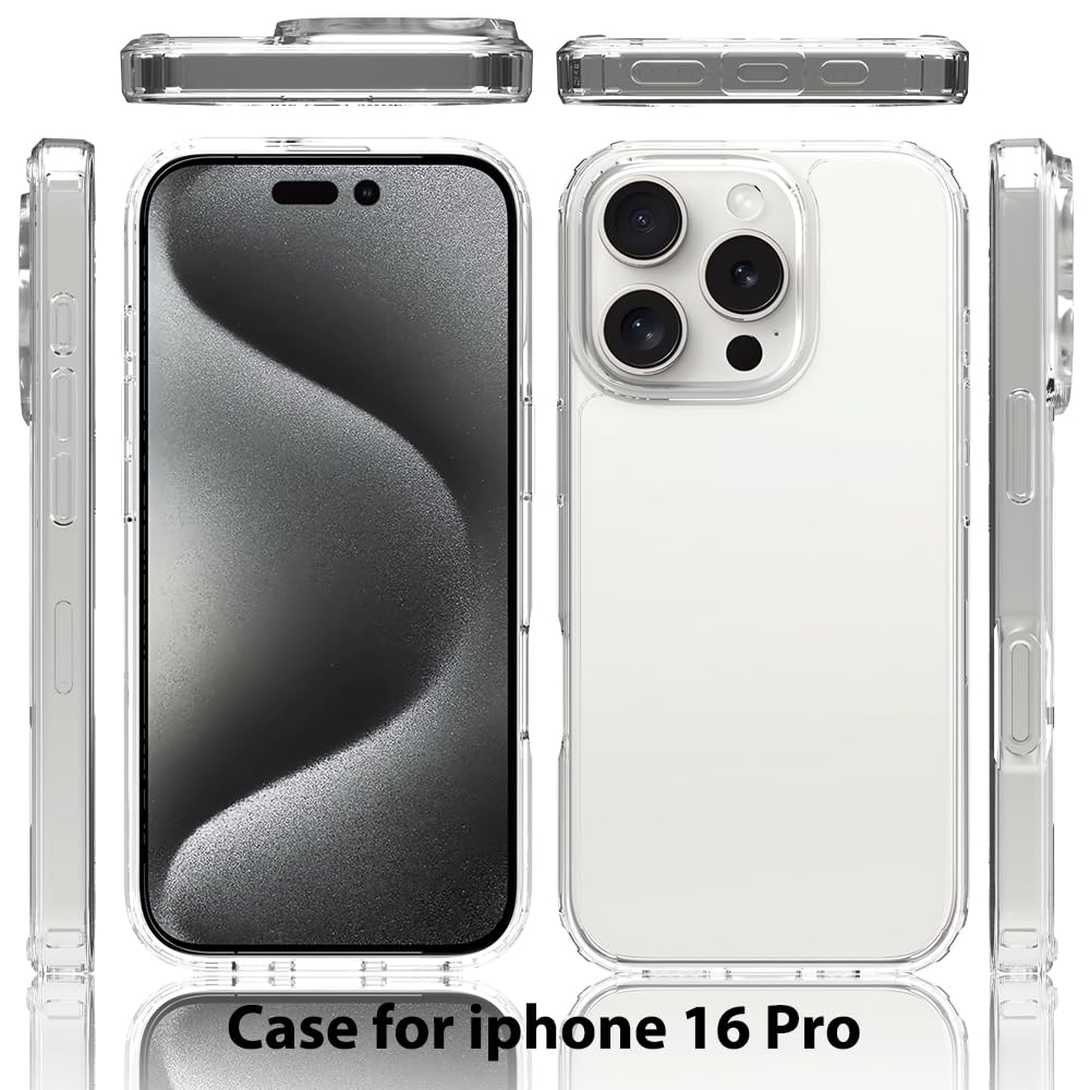 Pinlisheng Crystal Clear For Iphone 16 Pro Case [Military Grade Protection] Shockproof Protective Hard Back Slim Iphone 16 Pro P