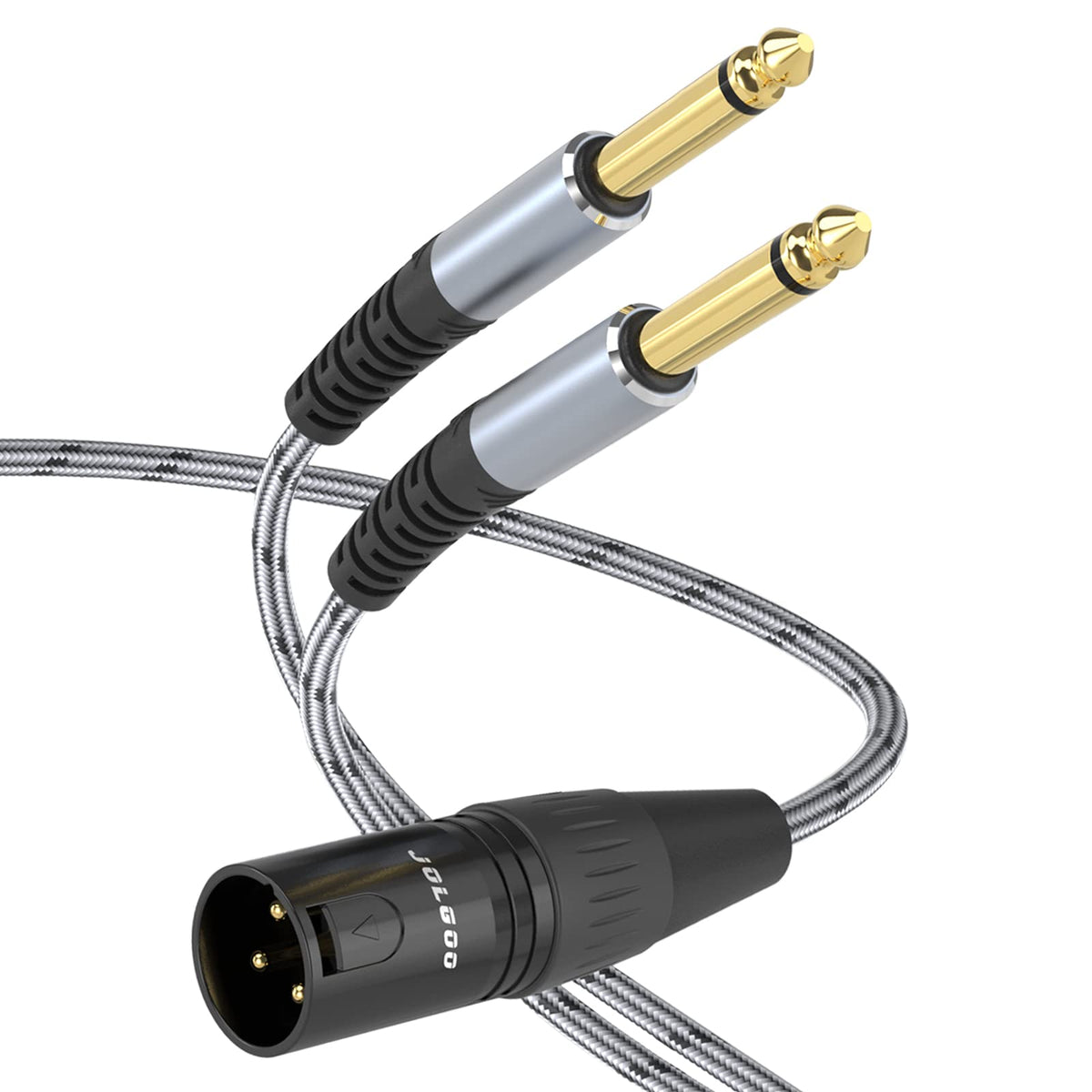 Jolgoo Xlr Male To Dual 1/4' Ts Mono Y Splitter Microphone Cable, Xlr Male To Dual 6.35Mm Ts Y Adapter Cord, 10 Feet
