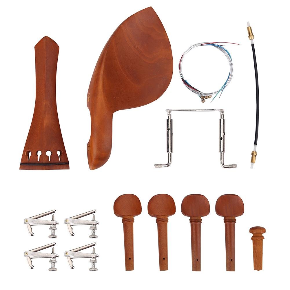 Vbestlife 4/4 Jujube Wood Violin Parts, Tailpiece, Pegs, Tunners, Endpin, String And Chin Rest 1Set(With String) Performance Acc