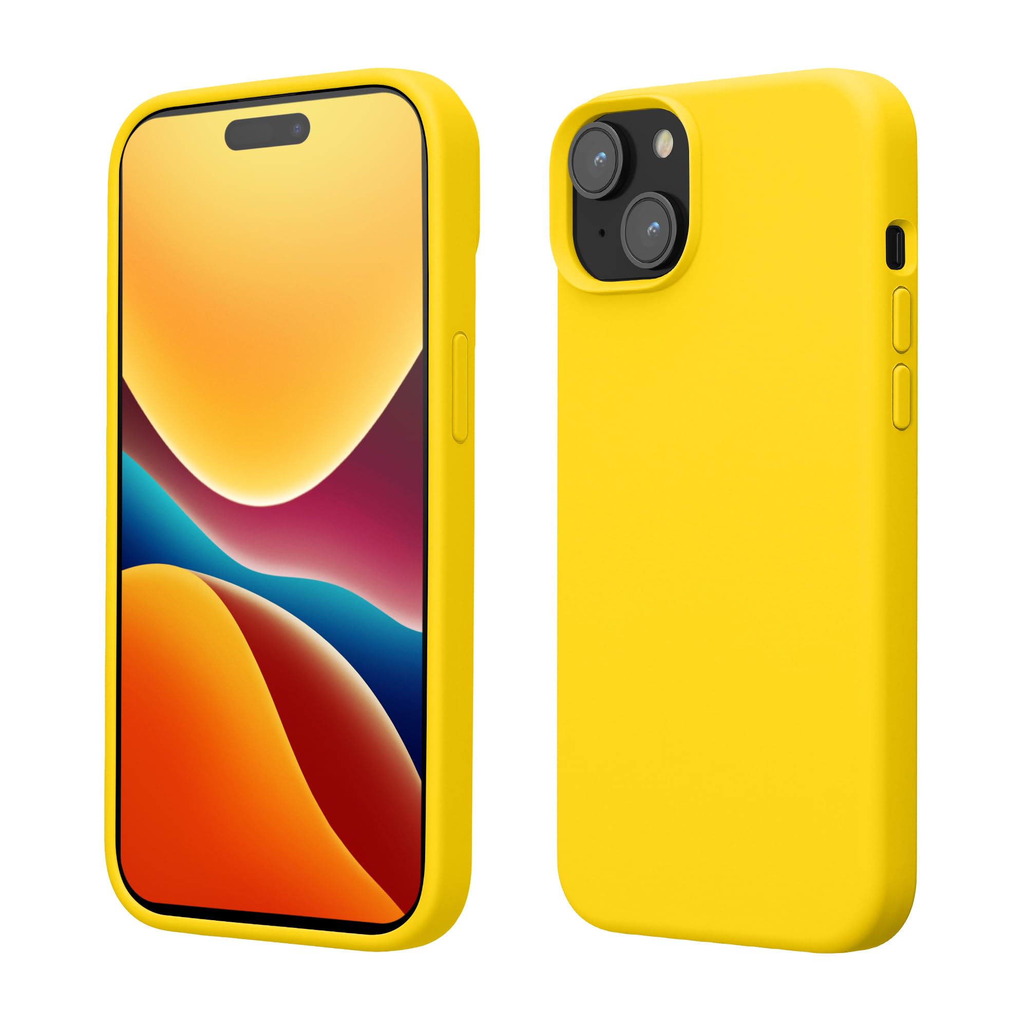 kwmobile Case Compatible with iPhone 15 Case - Slim Soft TPU Silicone Cover - Radiant Yellow