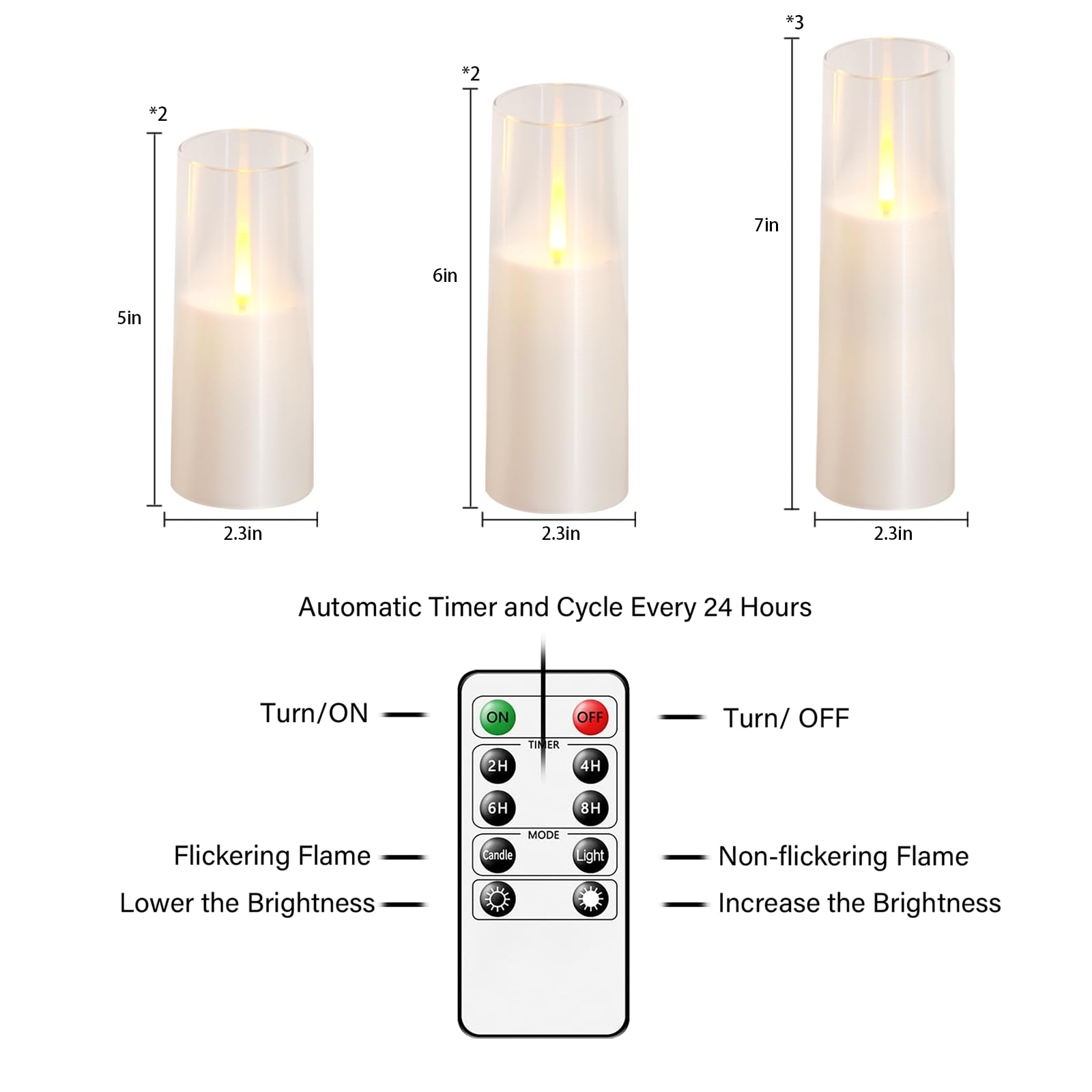 Kakoya Flameless Led Candles, Upgraded Realistic Flickering Flame   7 Battery Operated Candles With Remote Timers For Home Decor