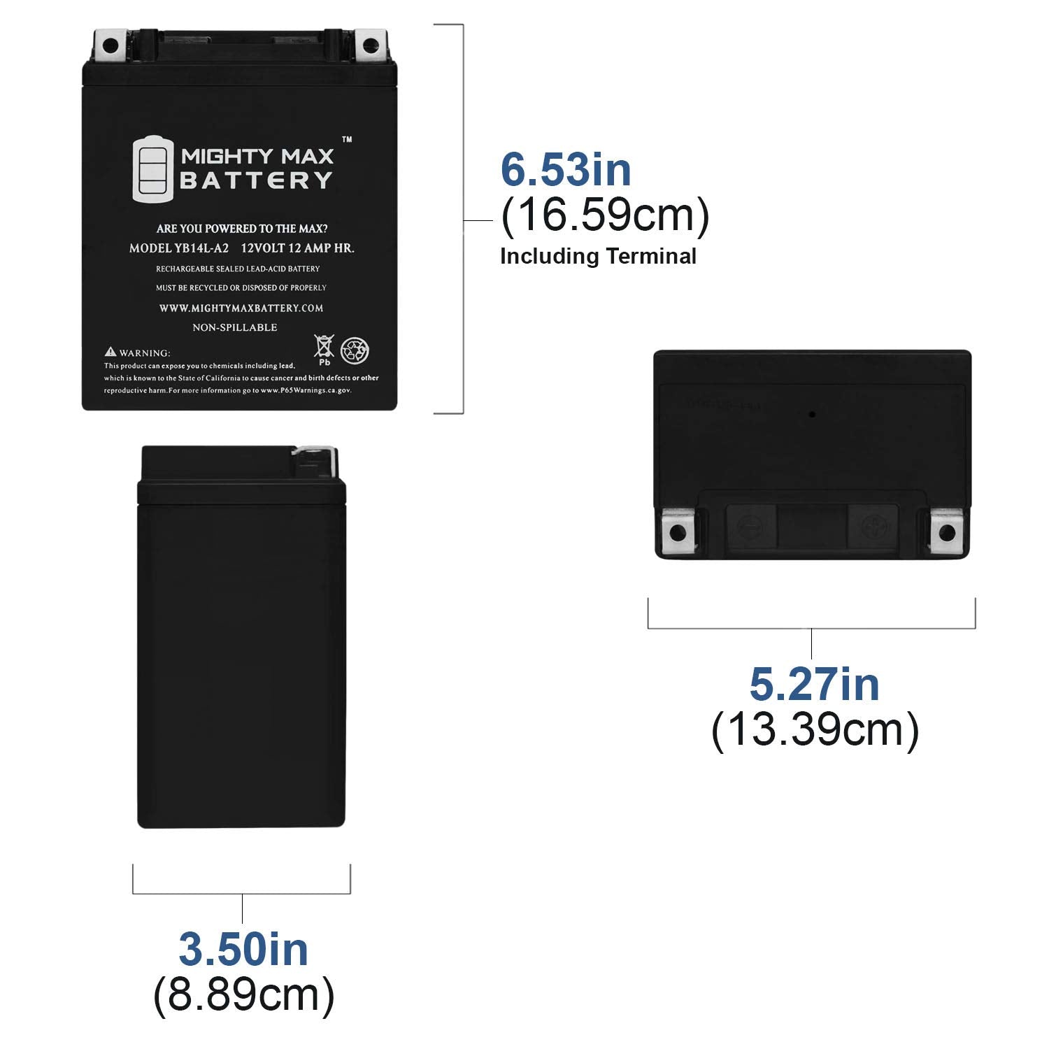 Mighty Max Battery Yb14L A2 12V 12Ah Replacement Battery For Cb14La2 12N14 3A