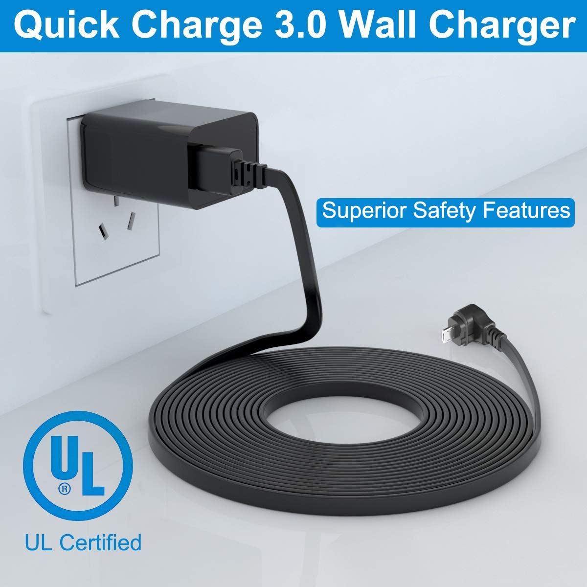 Itramax 20 Ft Blink Outdoor/Indoor (3Rd Gen) Charger Cable With Adapter(1 Pack),Compatible For Blink Xt/Xt2 Camera Charging Bric