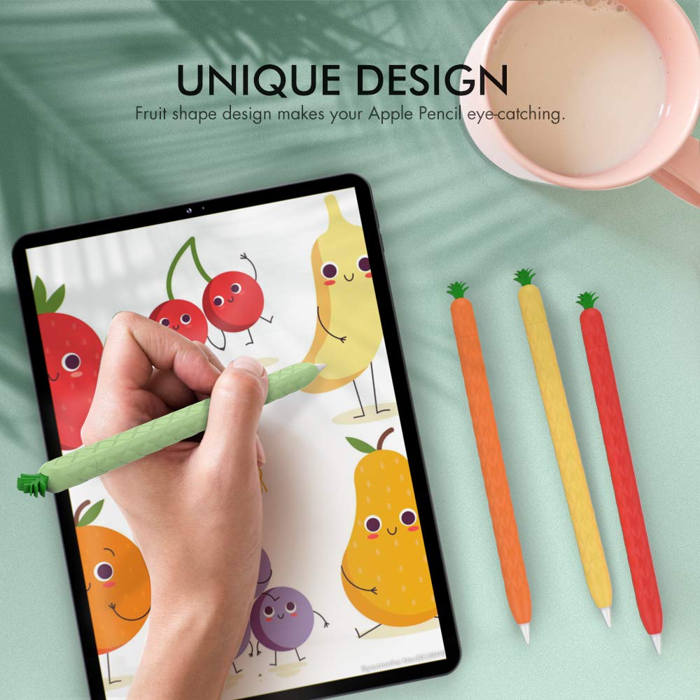 Ahastyle Cute Case Sleeve For Apple Pencil Pro & Apple Pencil 2Nd Gen, Silicone Soft Protective Cover Fruit Design Compatible Wi