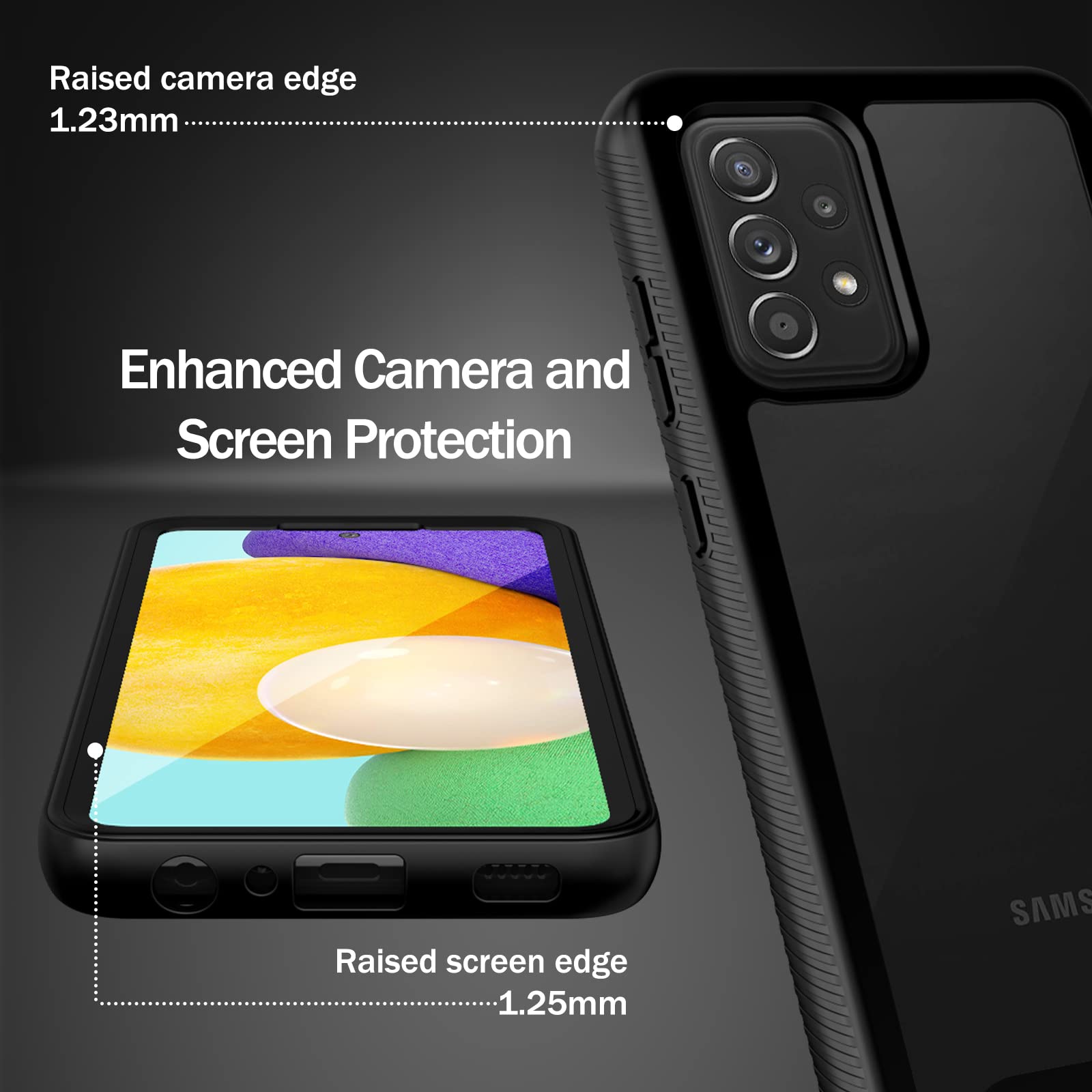 Wahhle Compatible With Samsung Galaxy A52 Case, Built In Screen Protector Full Body Shockproof Slim Fit Bumper Protective Phone