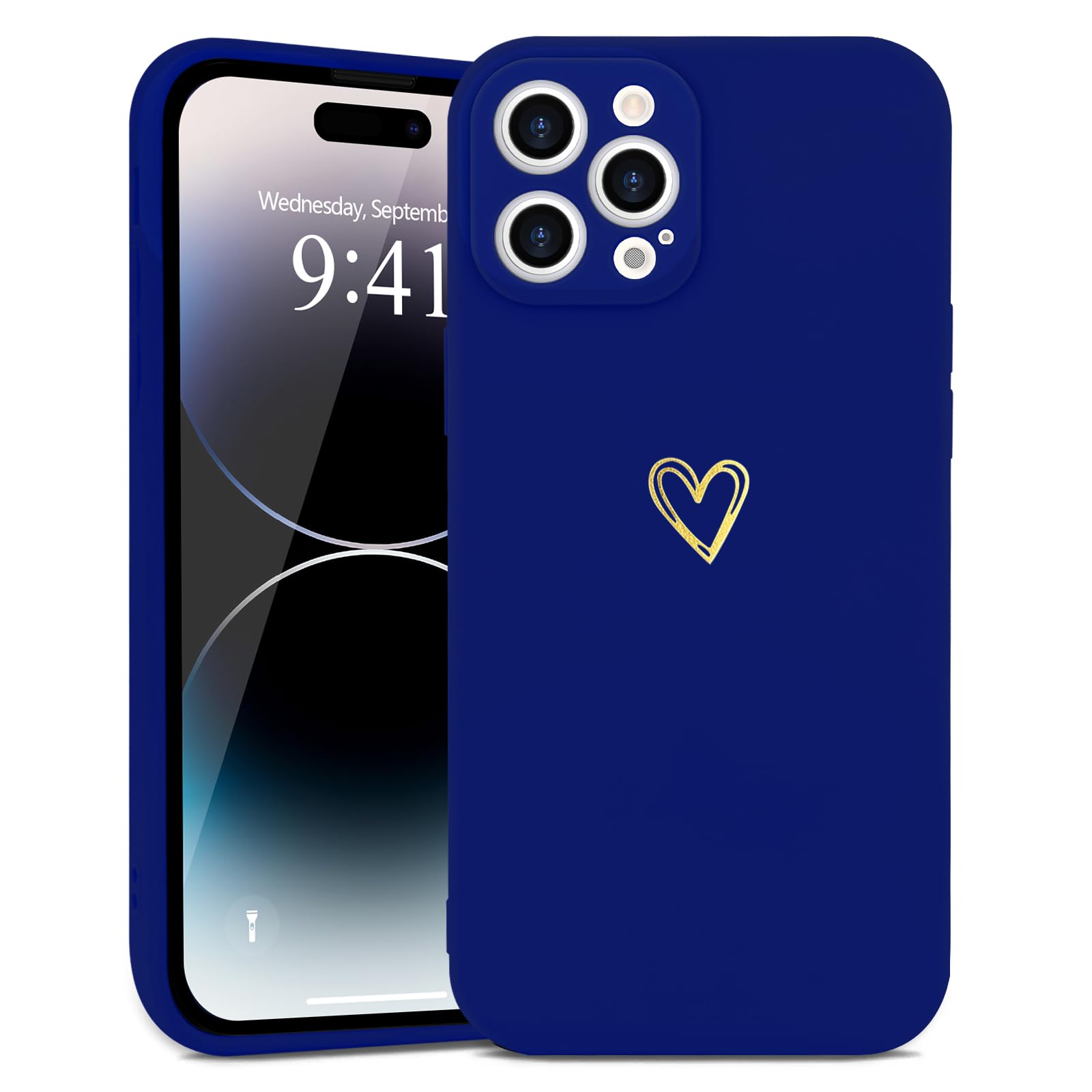 Wirvyuer For Iphone 14 Pro Case Cute Heart Pattern Soft Shockproof Slim Protective Silicone Phone Case Cover For Women Girls, Kl