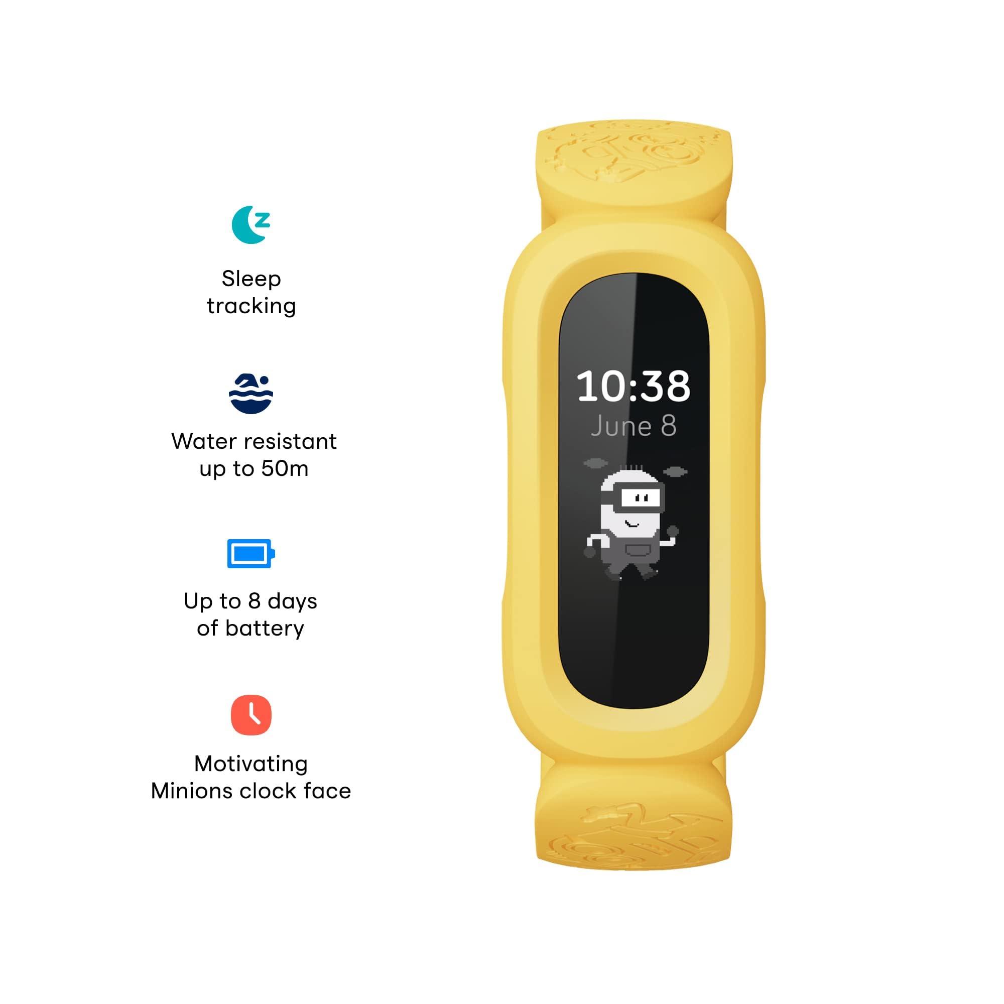 Fitbit Ace 3 Activity Tracker For Kids 6+, Minions Special Edition, Yellow, One Size