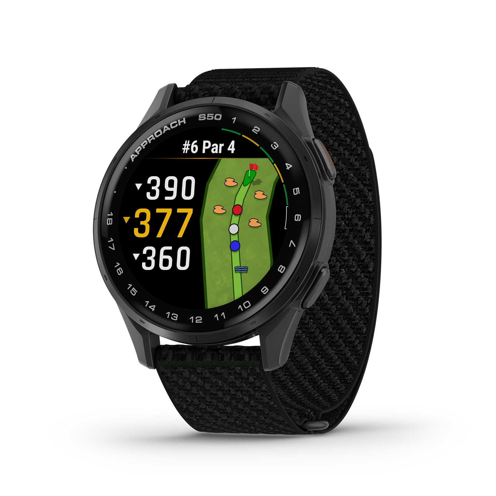 Garmin Approach S50, Advanced Golf GPS Smartwatch, AMOLED Display, On-Course Features, Wrist-Based Heart Rate, Slate Aluminum Be