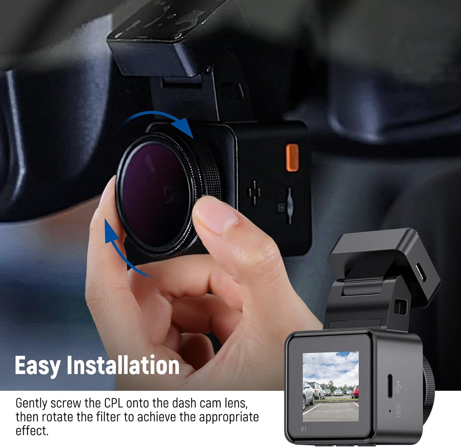Neewer 37mm CPL Filter for Dash Cam Vantrue E1 E2 E3 E1 Lite N4 Pro N5, Multi Coated HD Circular Polarizer, Ultra Slim Aluminum