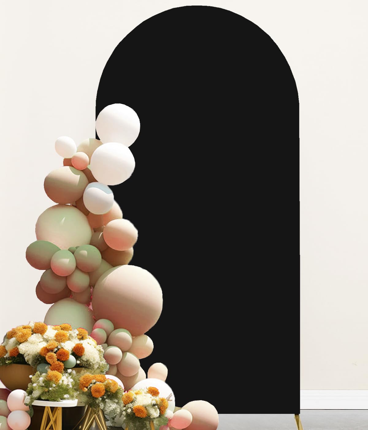 6Ft Black Arch Backdrop Stand Cover  Jkdmjf Spandex Arch Cover Backdrop Fabric For Wedding Birthday Party Baby Shower Photograp