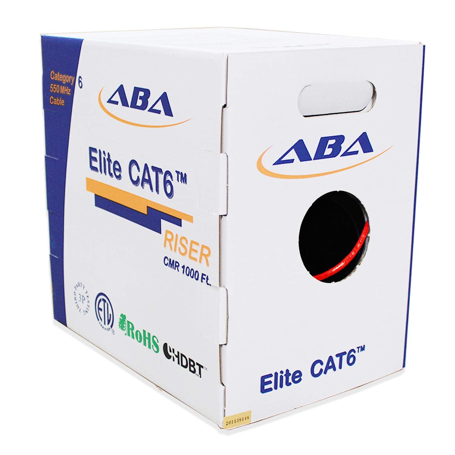 Cat6 Riser (Cmr), Ethernet Cable 1000Ft, Red, No Spline, Unshielded Twisted Pair (Utp) 23Awg, Solid Pure Bare Copper, 550Mhz, Ul