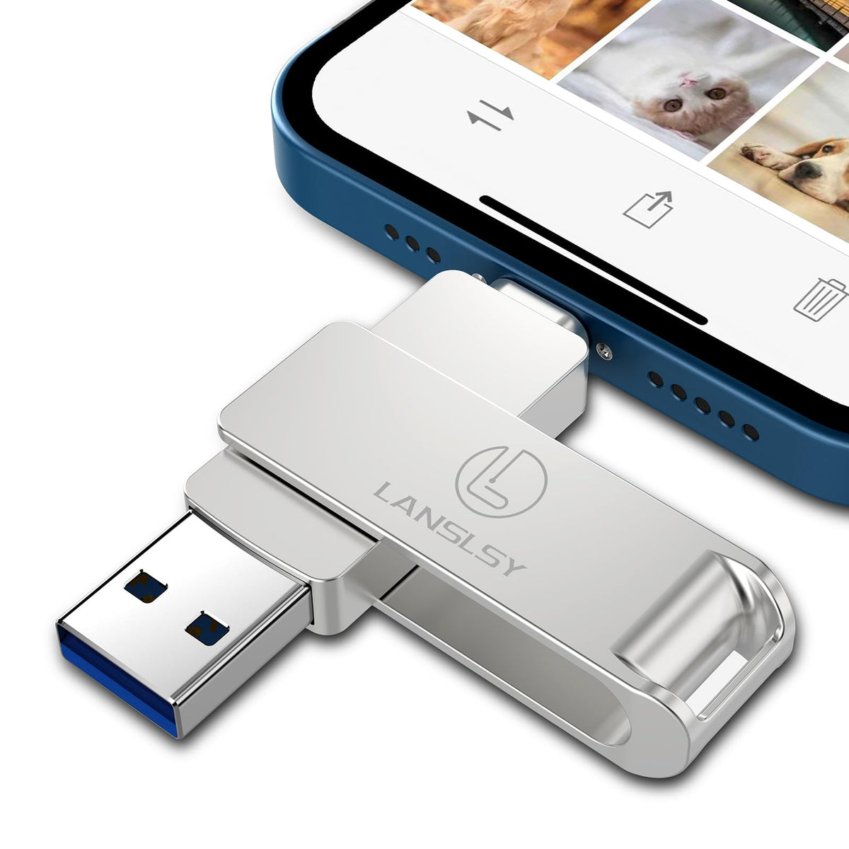 Lanslsy 256Gb Flash Drive For Phone Photo Stick,Phone Flash Drive Usb 3.0 External Storage,3 In 1 Phone Thumb Drive Memory Stick
