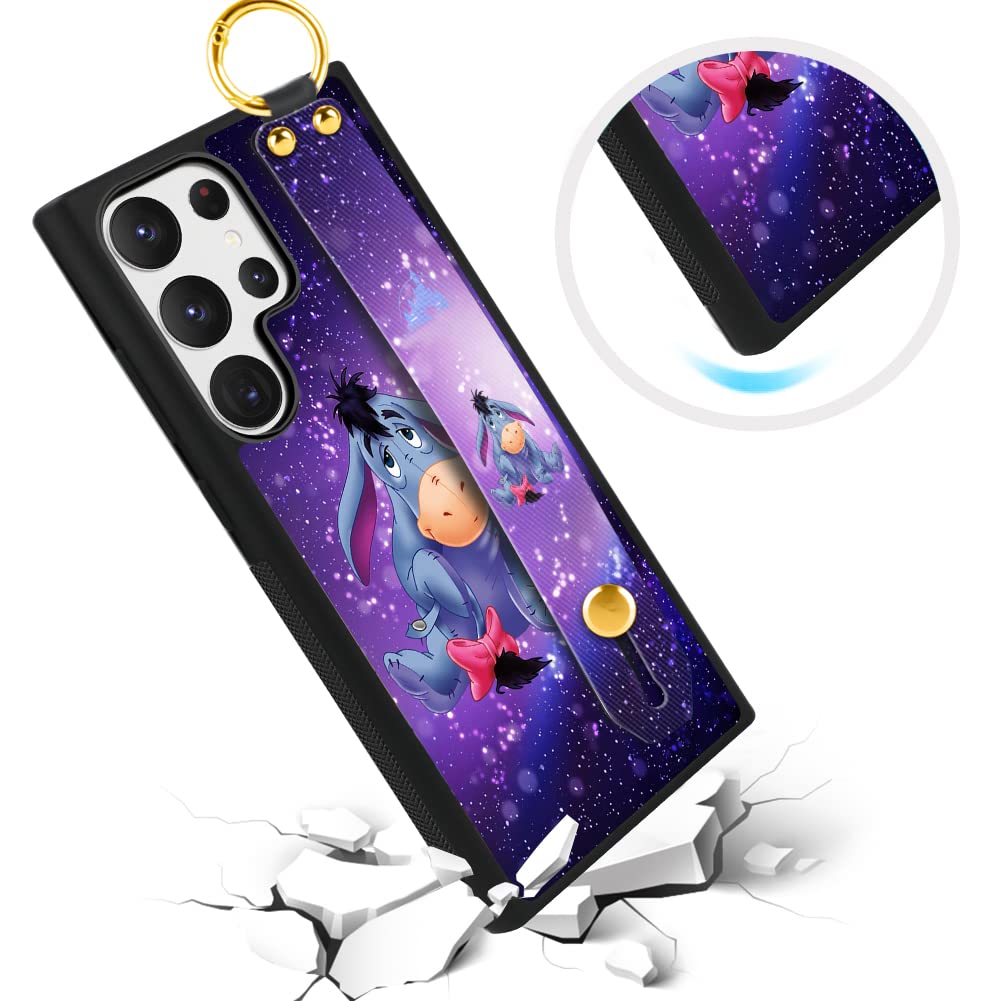 Cuwana Cartoon Case For Samsung Galaxy S23 Ultra Case (2023) Cute Purple Eeyore Cartoon Character Design With Lanyard Wrist Stra