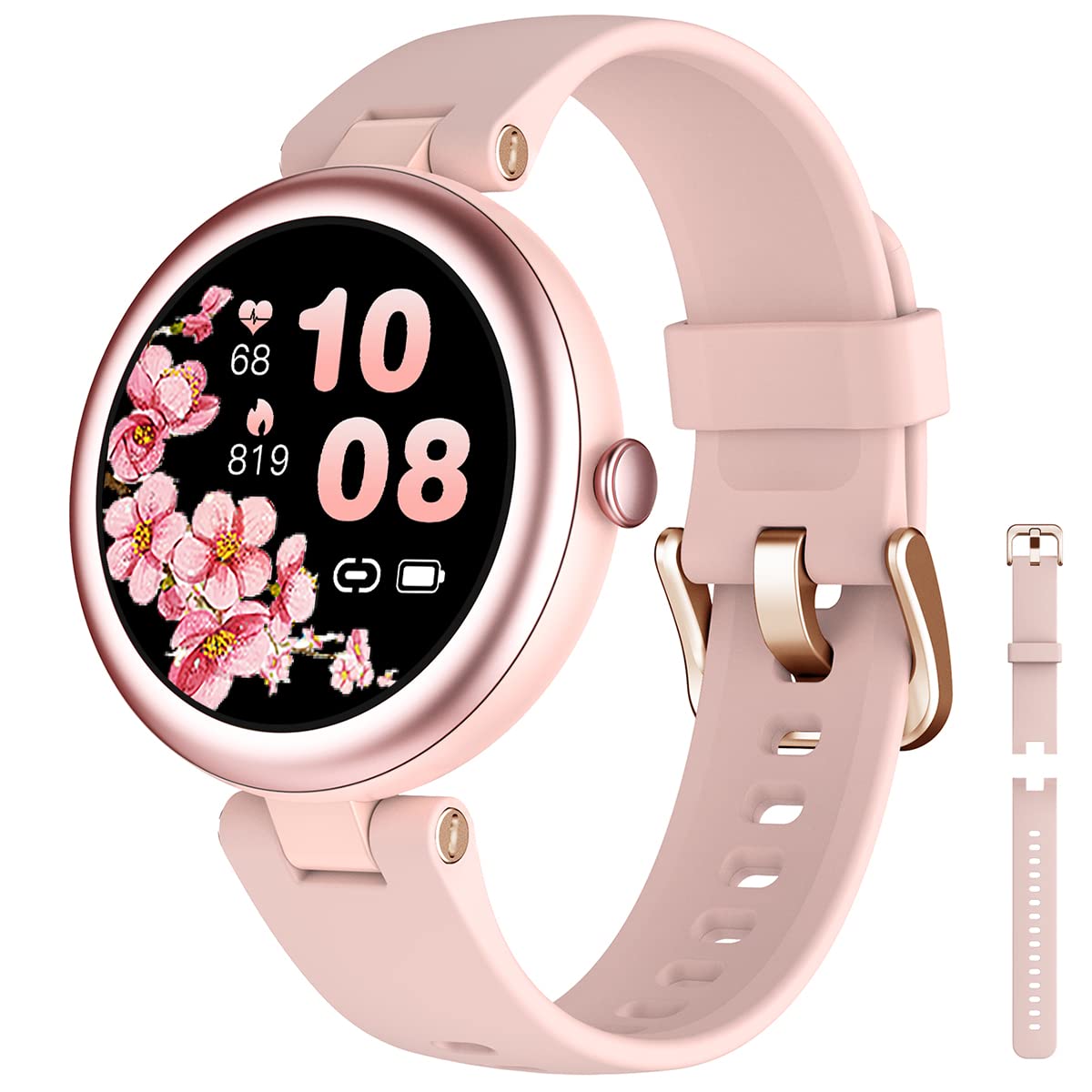Smart Watches For Women Waterproof, Round Women'S Watch Compatible With Iphone Android Phones Fitness Tracker Reloj Para Mujer W