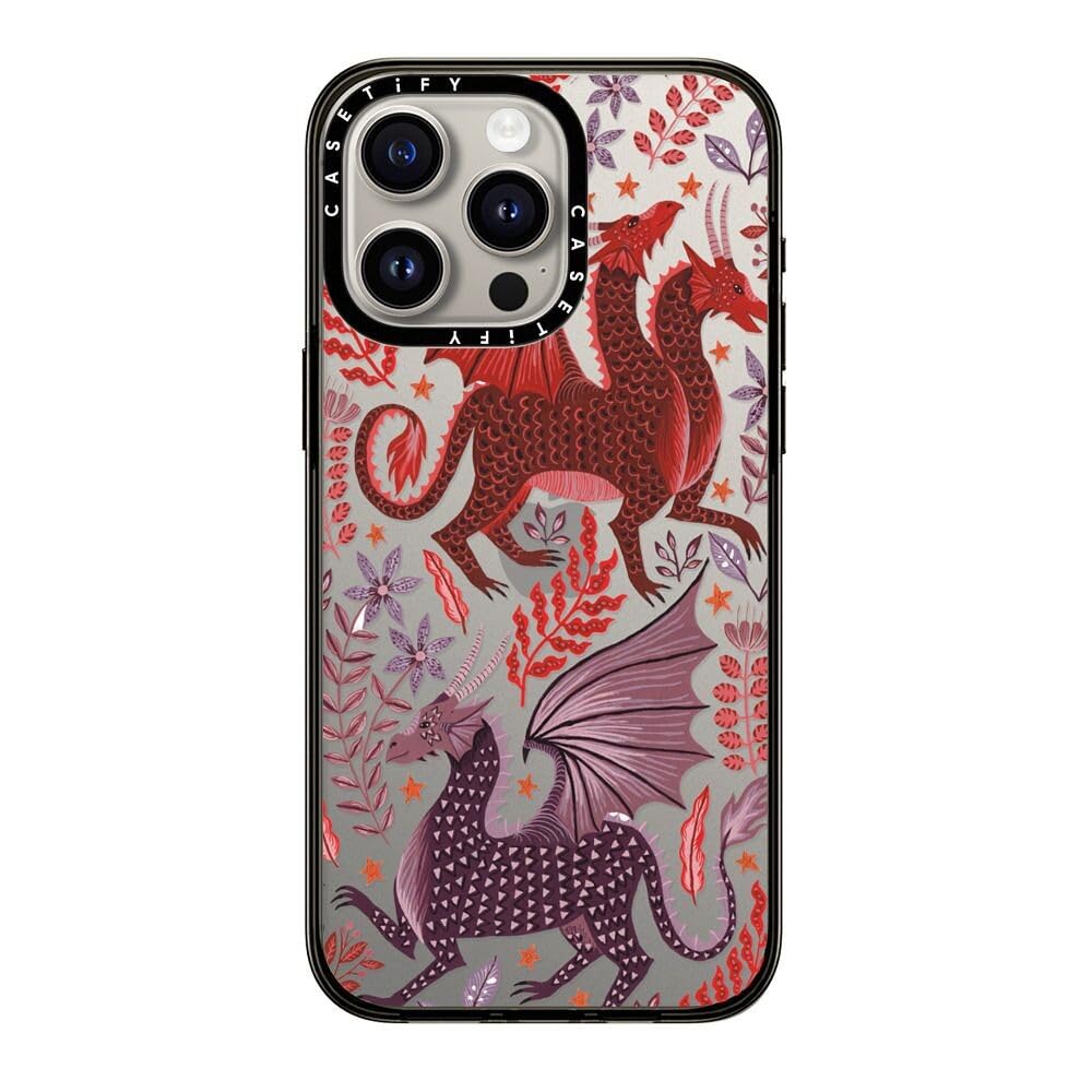 Casetify Compact Case For Iphone 15 Pro Max [2X Military Grade Drop Tested / 4Ft Drop Protection]   Red Dragon Mythical Magic  