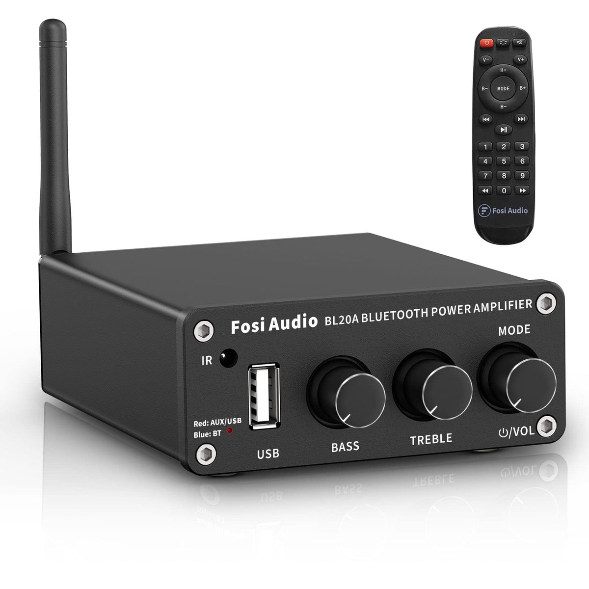 Fosi Audio Bl20A 200W Bluetooth 5.0 Home Audio Stereo Amplifier Hi Fi Mini Class D Integrated Amp With U Disk/3.5Mm Aux/Rca Inpu