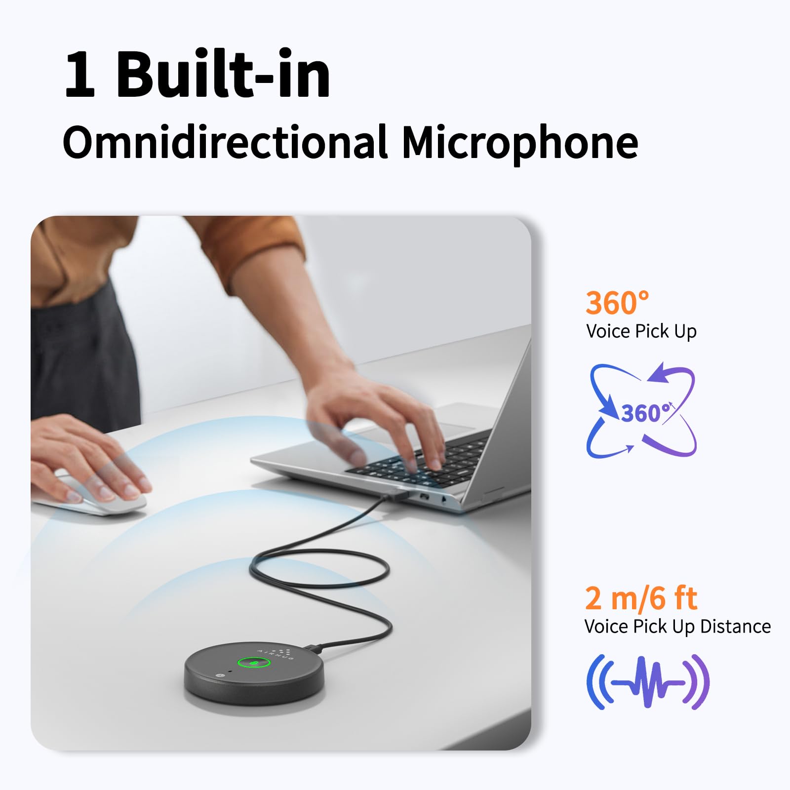 Airhug Usb Microphone,Desktop Computer Mic, Mute Button With Led Indicator,Ai Noise Reduction,Plug & Play Omnidirectional Conden