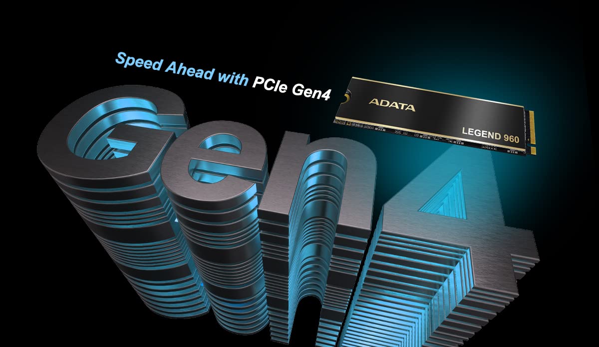 Adata Legend 960 1Tb Pcie Gen4 X4 Nvme 1.4 M.2 Internal Gaming Ssd Up To 7,400 Mb/S (Aleg 960 1Tcs)