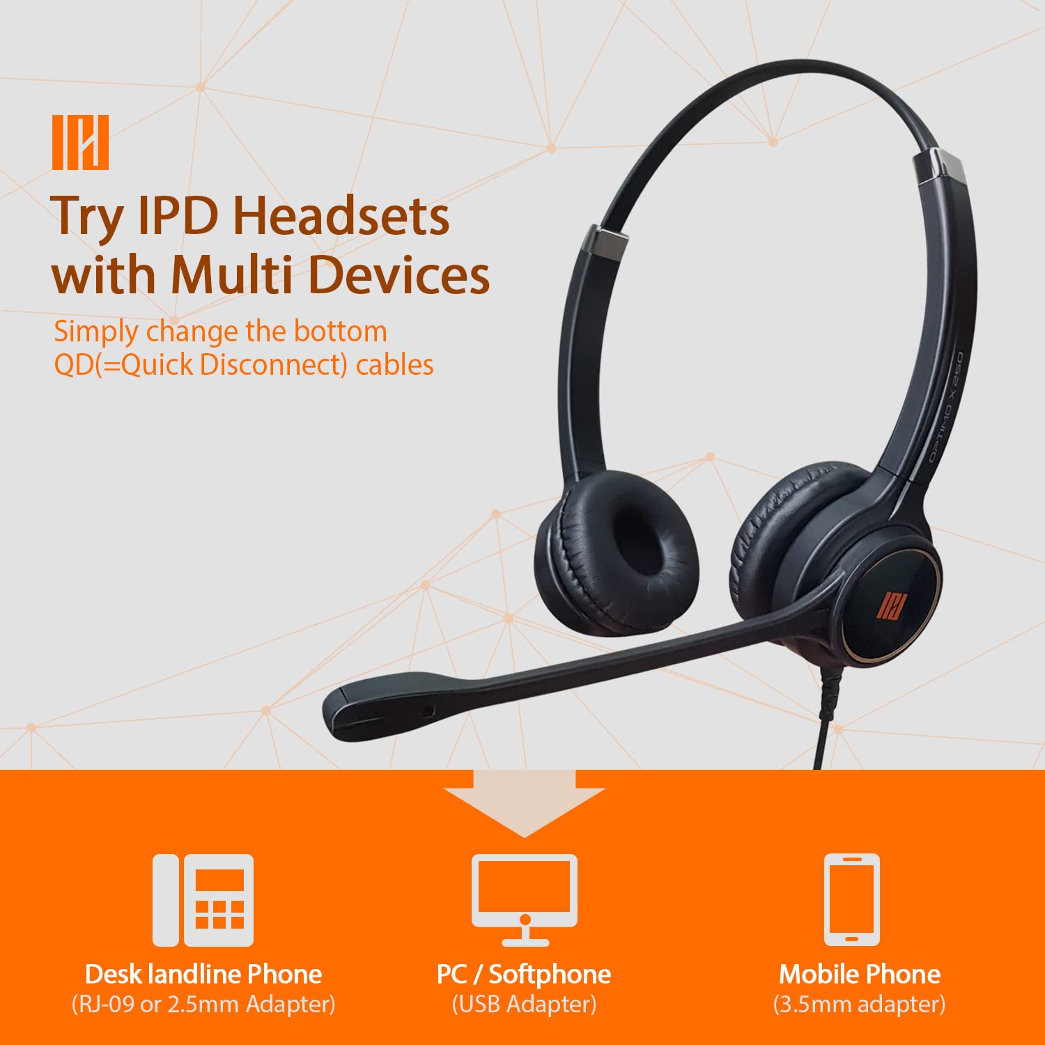 Ipd Iph 255 Phone Headset With Noise Cancelling Microphone And 2.5Mm Jack For Office And Call Center  Compatible With Ciso Spa,P