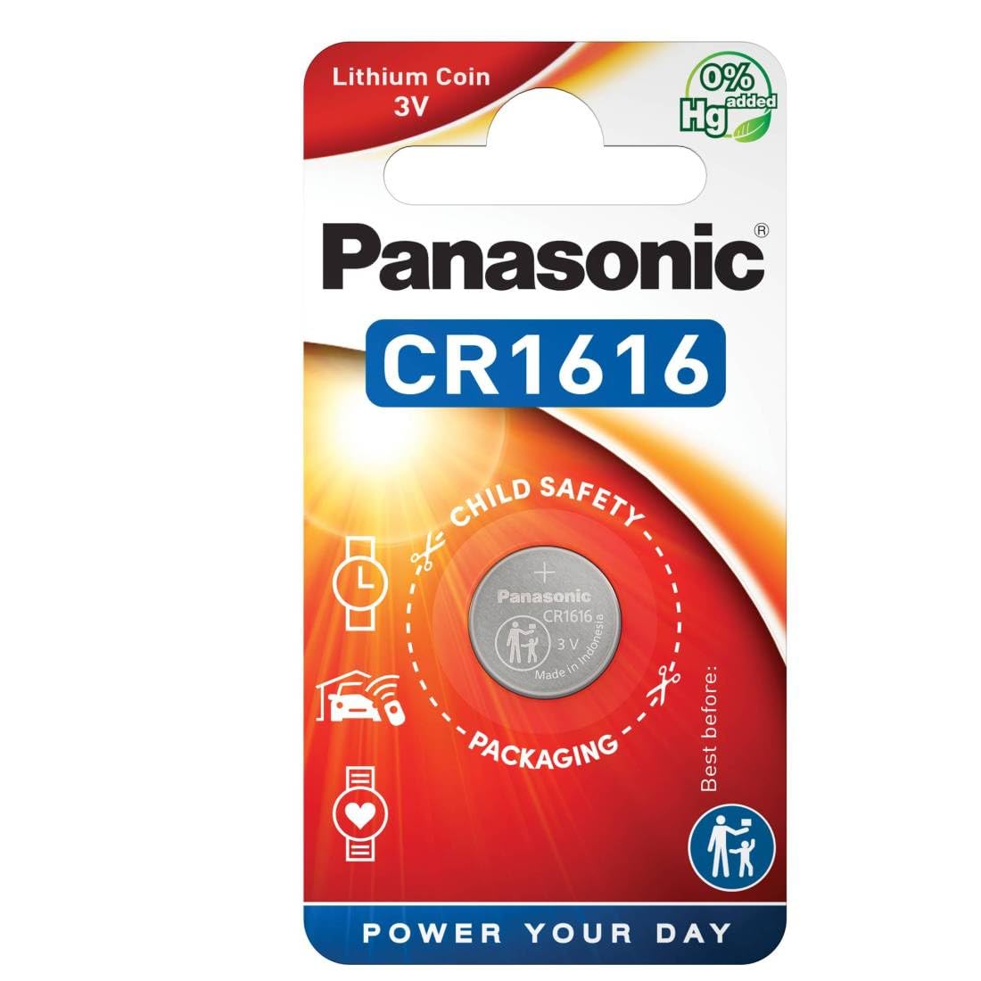 Panasonic Cr1616 3V Coin Cell Lithium Battery, Retail Single Pack
