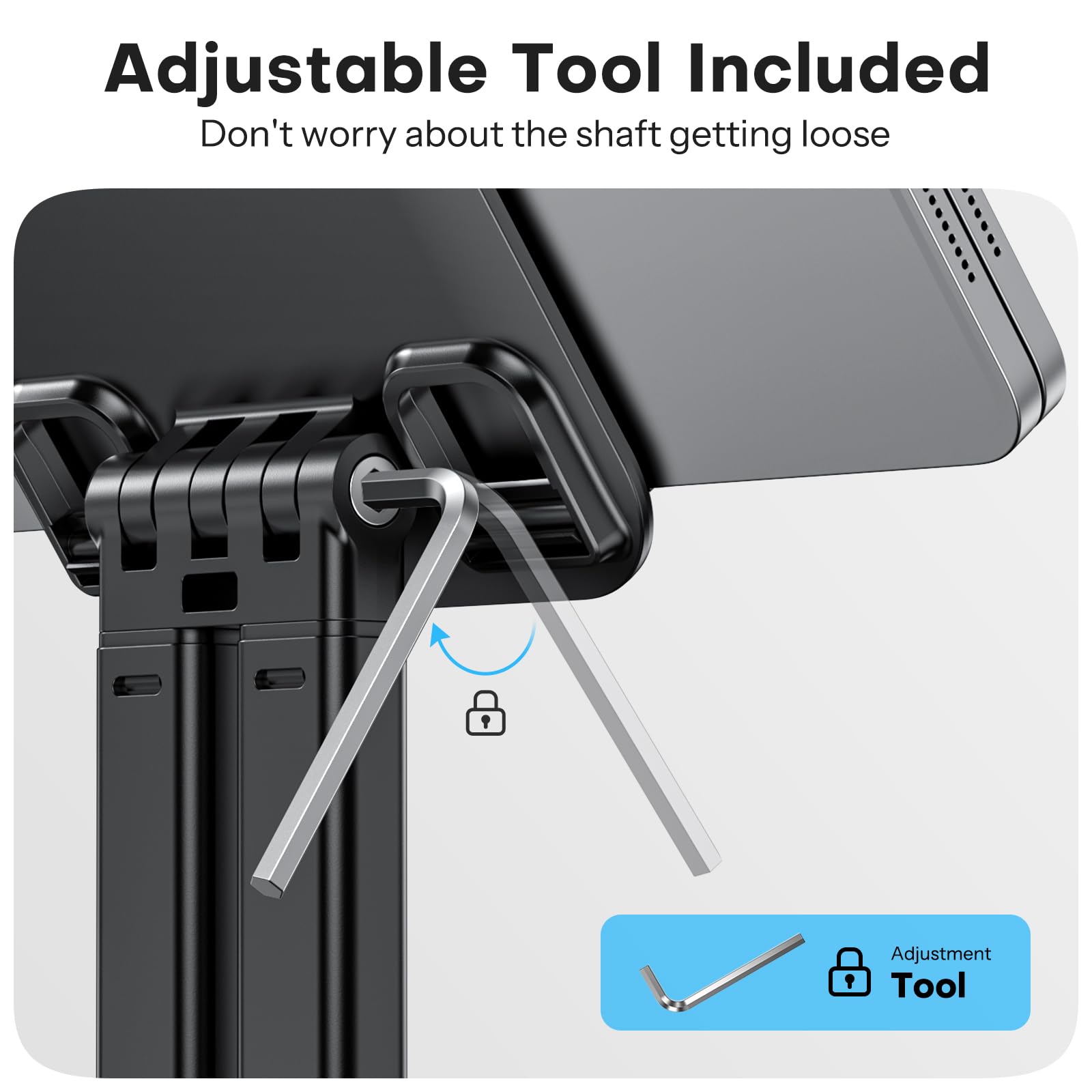 Omoton Tablet Stand For Ipad, Adjustable Tablet Holder For Desk, Portable Monitor Stand Compatible With 4 15.6' Tablets Kindle Such As Ipad Pro 11, 10.2, 13, Air/Mini