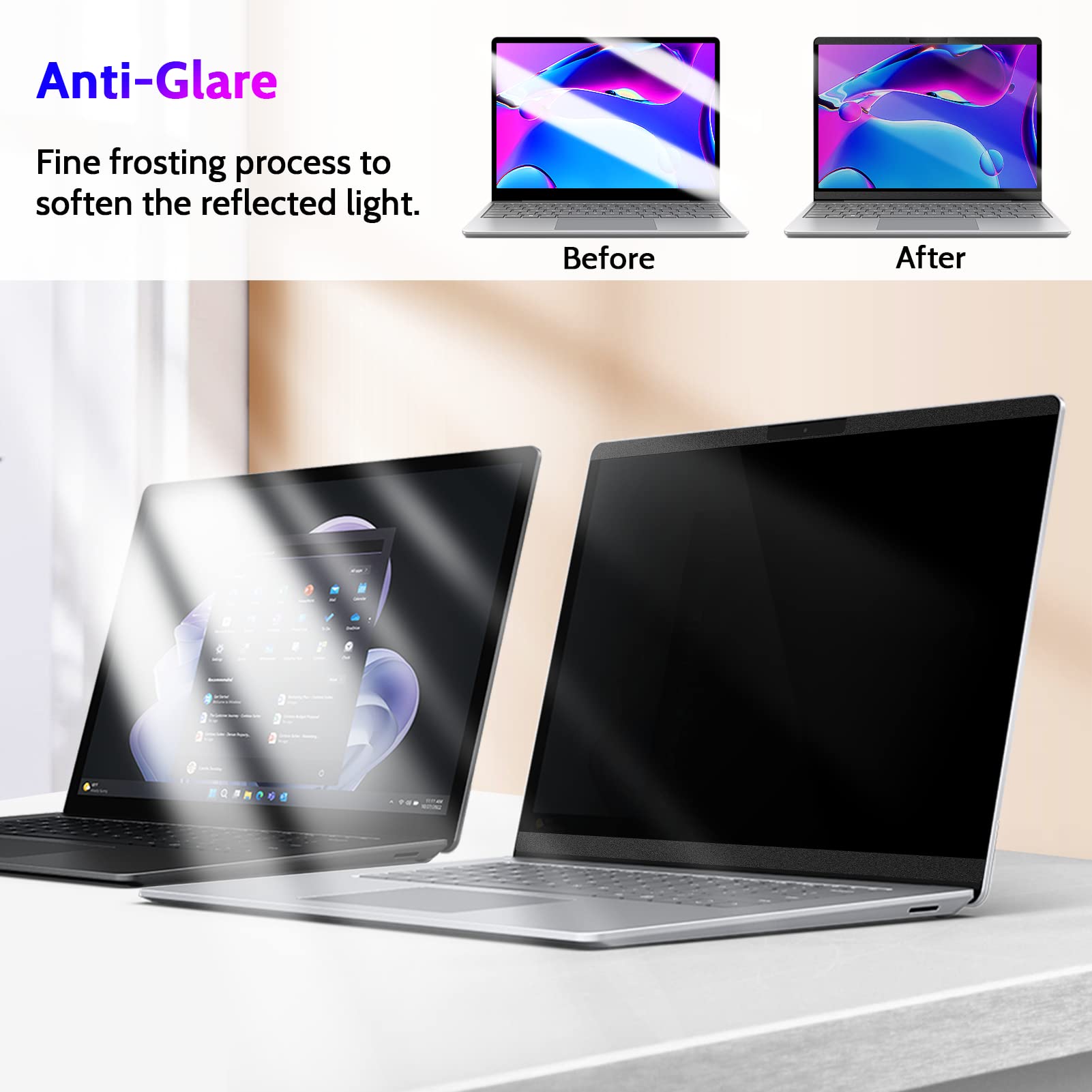 Peslv Magnetic Privacy Screen For Surface Laptop Go 3/2/1 12.4 Inch, Removable Anti Blue Light Glare Filter, Black Security Priv