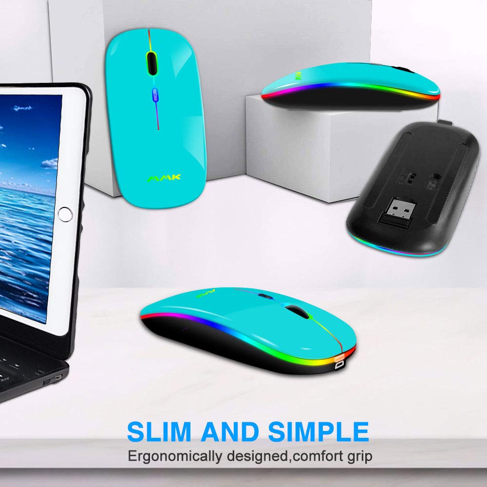 Wireless Bluetooth Mouse For Laptop, Rechargeable Mouse 2.4G Usb Optical Wireless Mouse, Led Slim Dual Mode(Bluetooth 5.0 And 2.