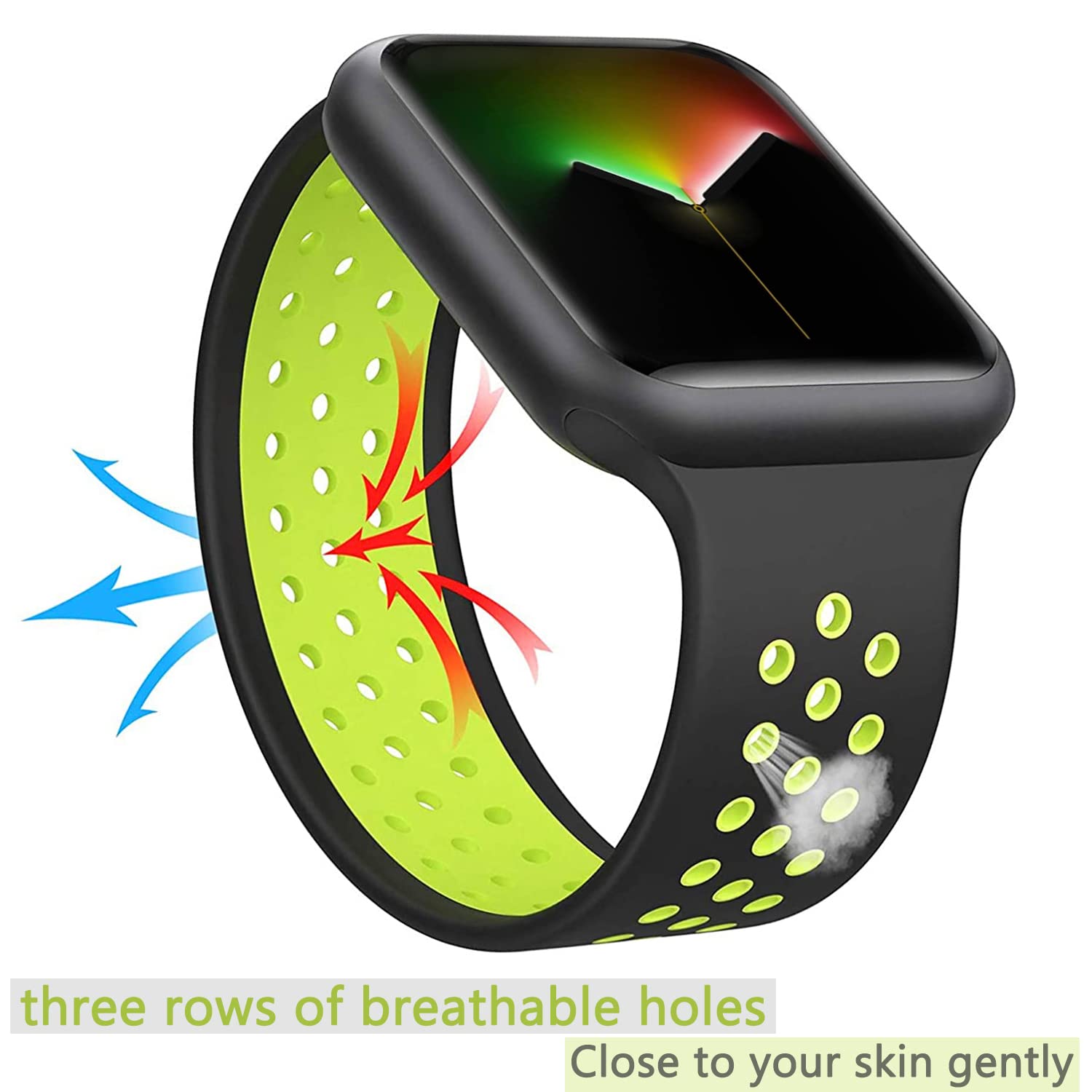 Almnvo Bands For Apple Watch Band 49Mm 45Mm 44Mm 42Mm,Sport Silicone Solo Loop Breathable Wristbands,Replacement Strap No Clasp