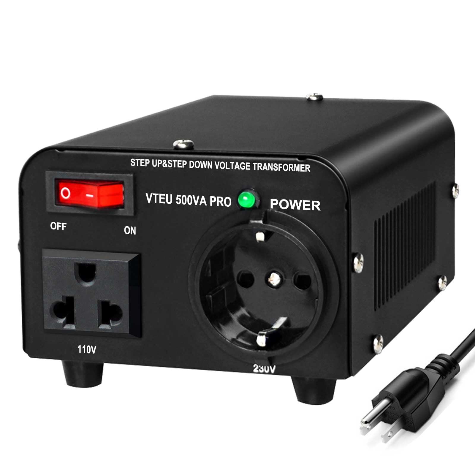 Yinleader 110V To 220V European Voltage Converter Transformer 500W Step Up Converter 110/120 Volt To 220/230/240 Volt Or Step Do