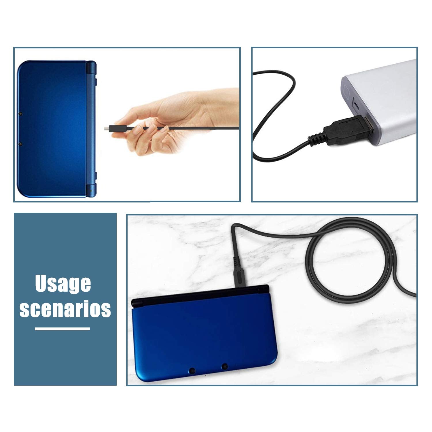 3Ds Usb Charger Cable, Power Charging Lead For Nintendo New 3Ds Xl/New 3Ds/ 3Ds Xl/ 3Ds/ New 2Ds Xl/New 2Ds/ 2Ds Xl/ 2Ds/ Dsi/Ds