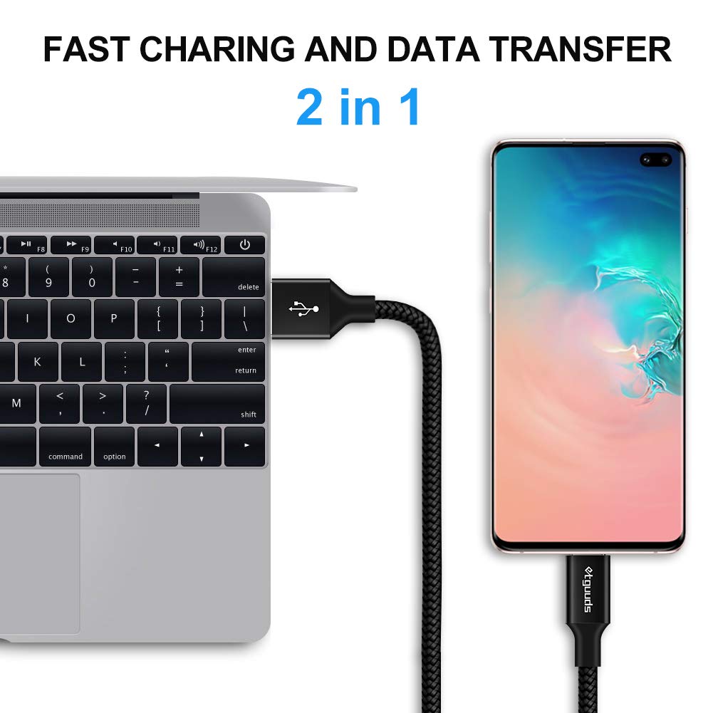 Etguuds 6Ft Usb Type C Charger Cable 3A Fast Charging, 2 Pack Nylon Braided Usb A To Usb C Cable Compatible With Samsung Galaxy