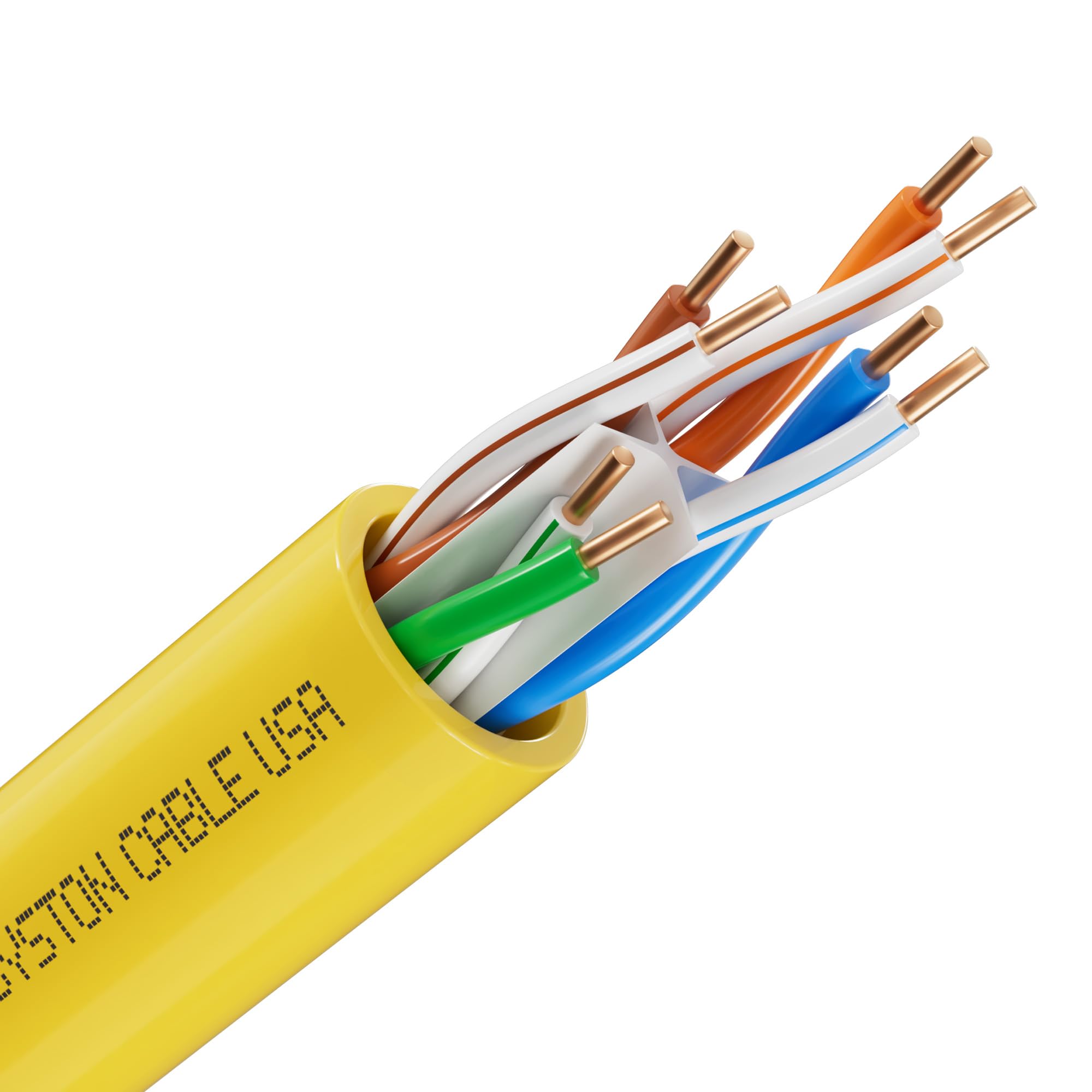 Syston Cable Technology Cat6E Ethernet Internet Cable   100 Ft,600Mhz 23Awg Solid Bare Copper Wire Outdoor/Indoor Suit, Bulk No Ends 10 Ft To 1000, Heat Resistant Riser Rated   Cmr