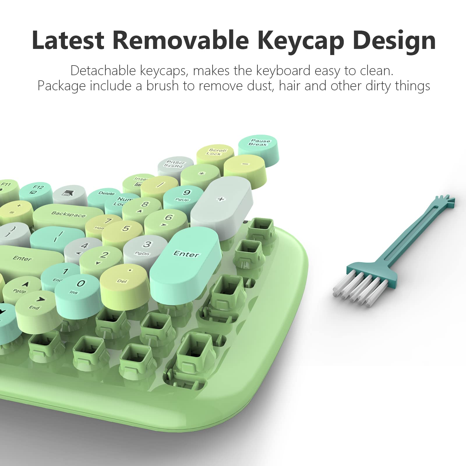 Mofii Wireless Keyboard And Mouse Combo, 2.4Ghz Rf, Green Colorful, Indoor, 33Ft Range, Plug & Play