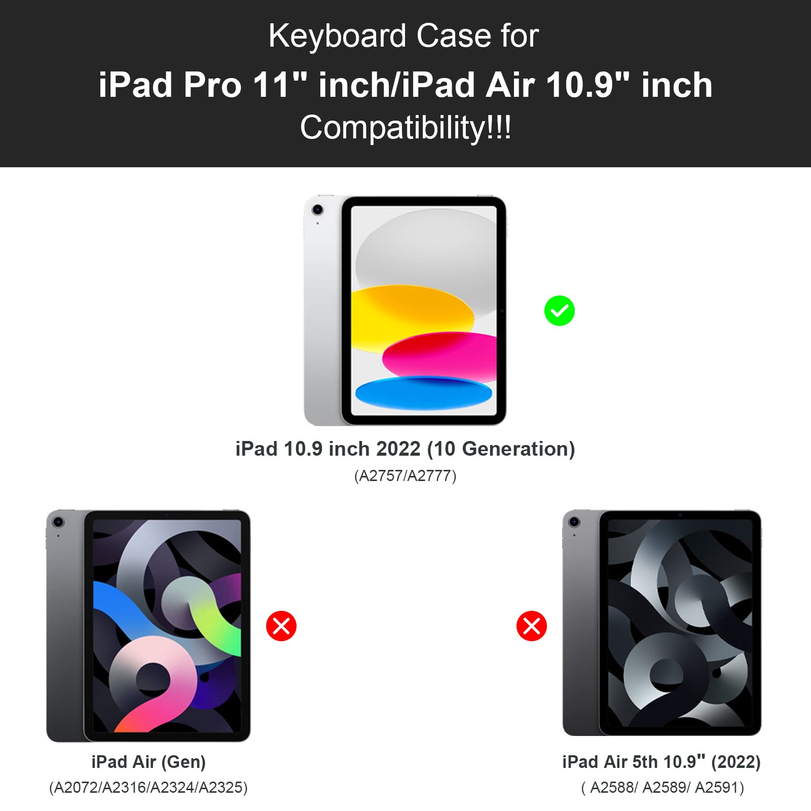 Aliwlhof Case With Keyboard Ipad 10Th Generation (10.9'', 2022),Keyboard Case For Ipad 10.9'' 10Th Gen, 7 Colors Backlit Keyboar