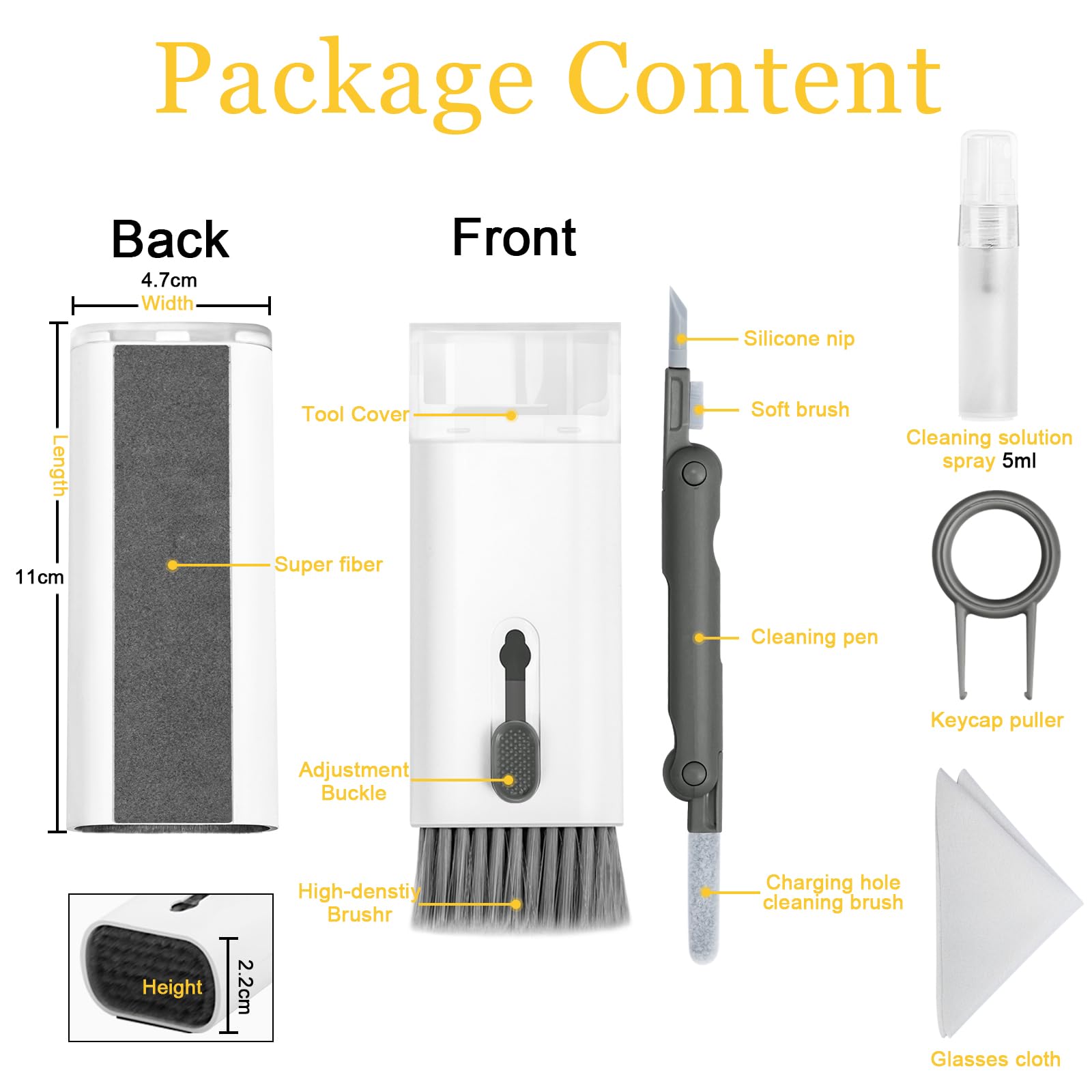 Walrfid Airpods Electronic Screen 7 In 1 Cleaner Kit Laptop Keyboard Cleaning Tool For Ipad/Iwatch/Computer/Phone/Macbook With 5